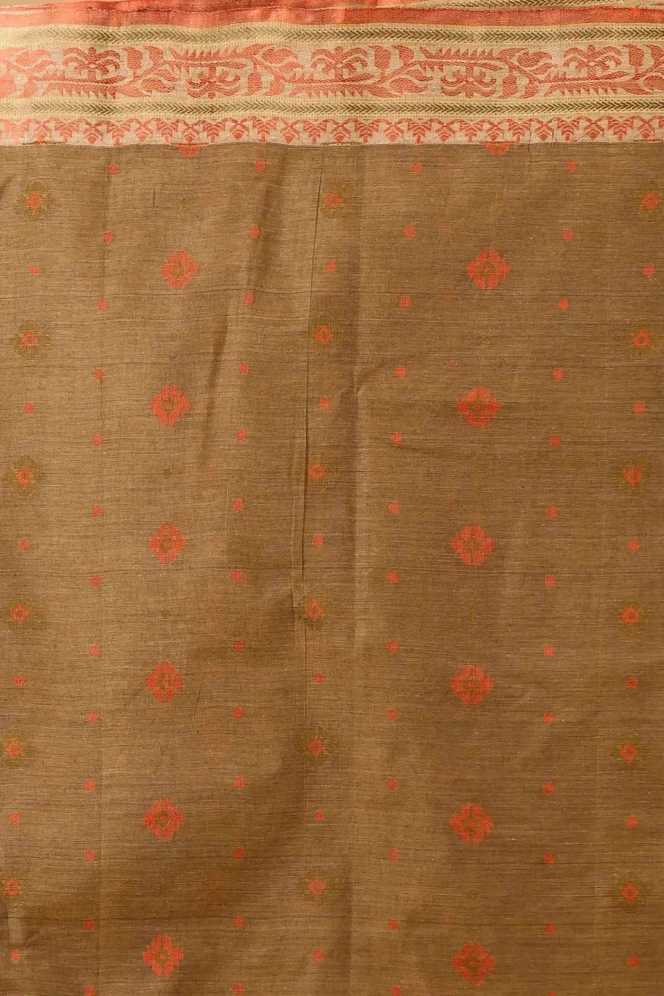 Coffee- Pure Cotton Bengal Handloom Traditional Handwoven Indian Saree