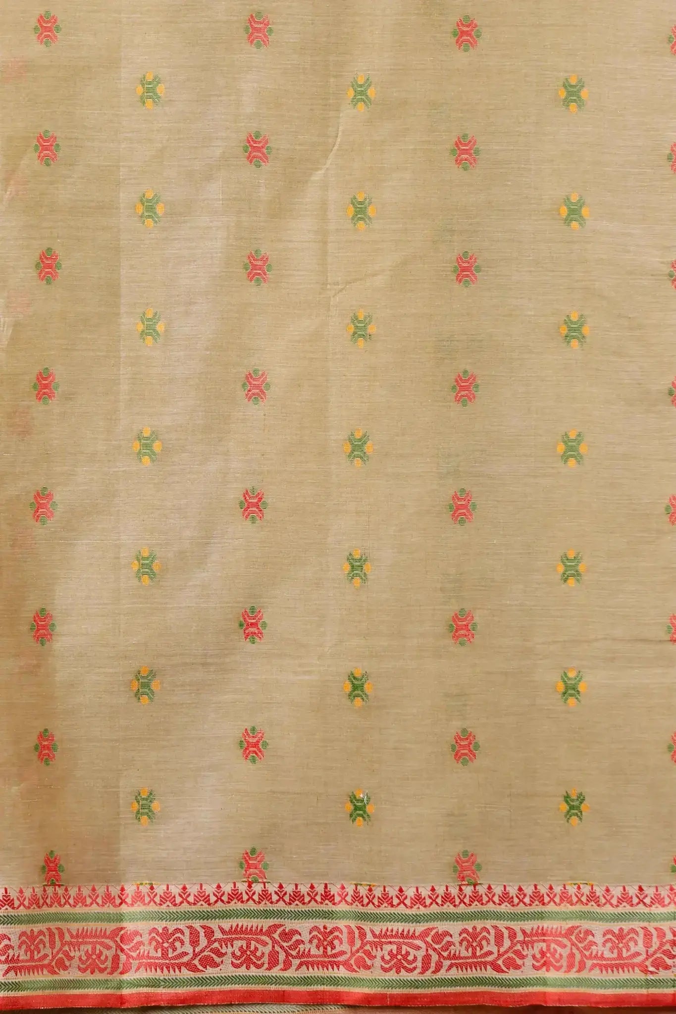 Rodeo Dust- Pure Cotton Bengal Handloom Festive Wear Traditional Indian Saree