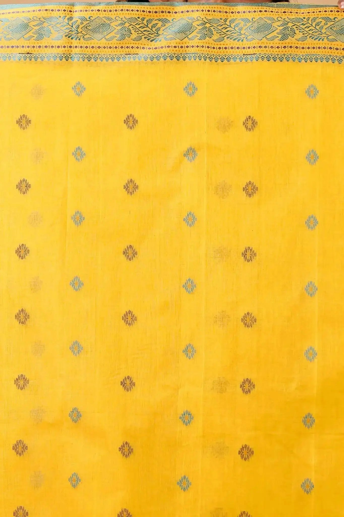 Golden- Bengal Handloom Traditional Tant Cotton Saree