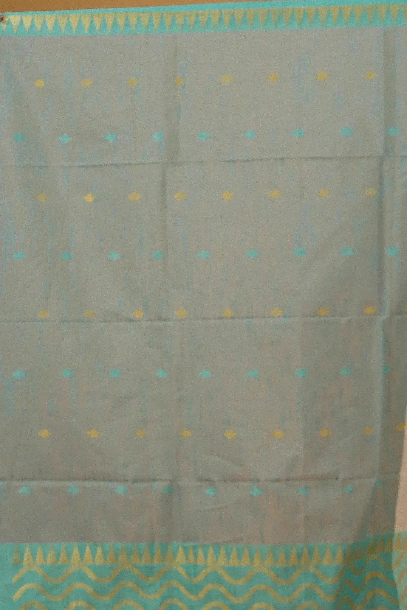 Bellu Cotton Saree – Fancy Mix Design with Blouse Piece Mist Blue
