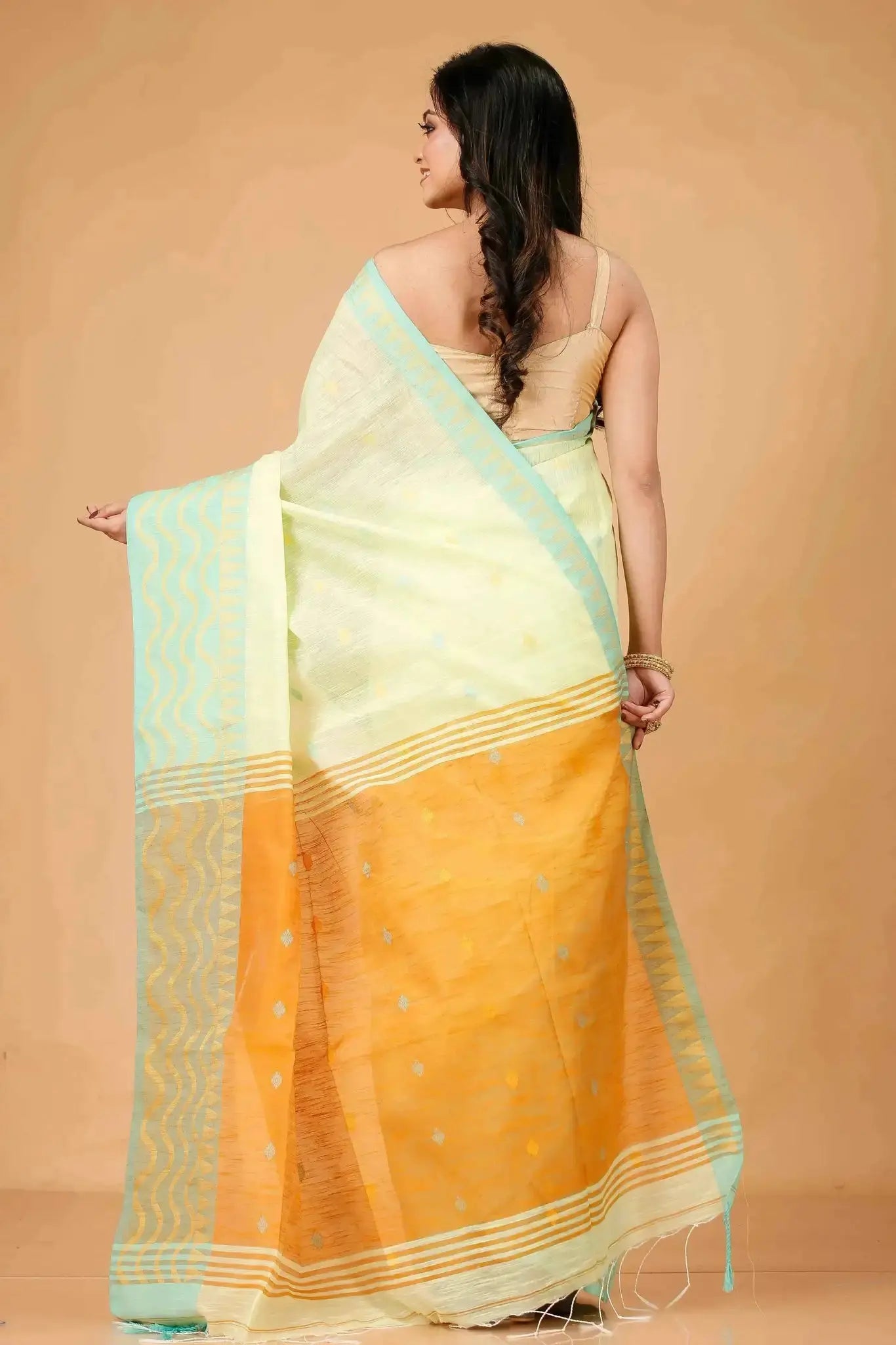 Bellu Cotton Saree – Fancy Mix Design with Blouse Piece Mist Blue