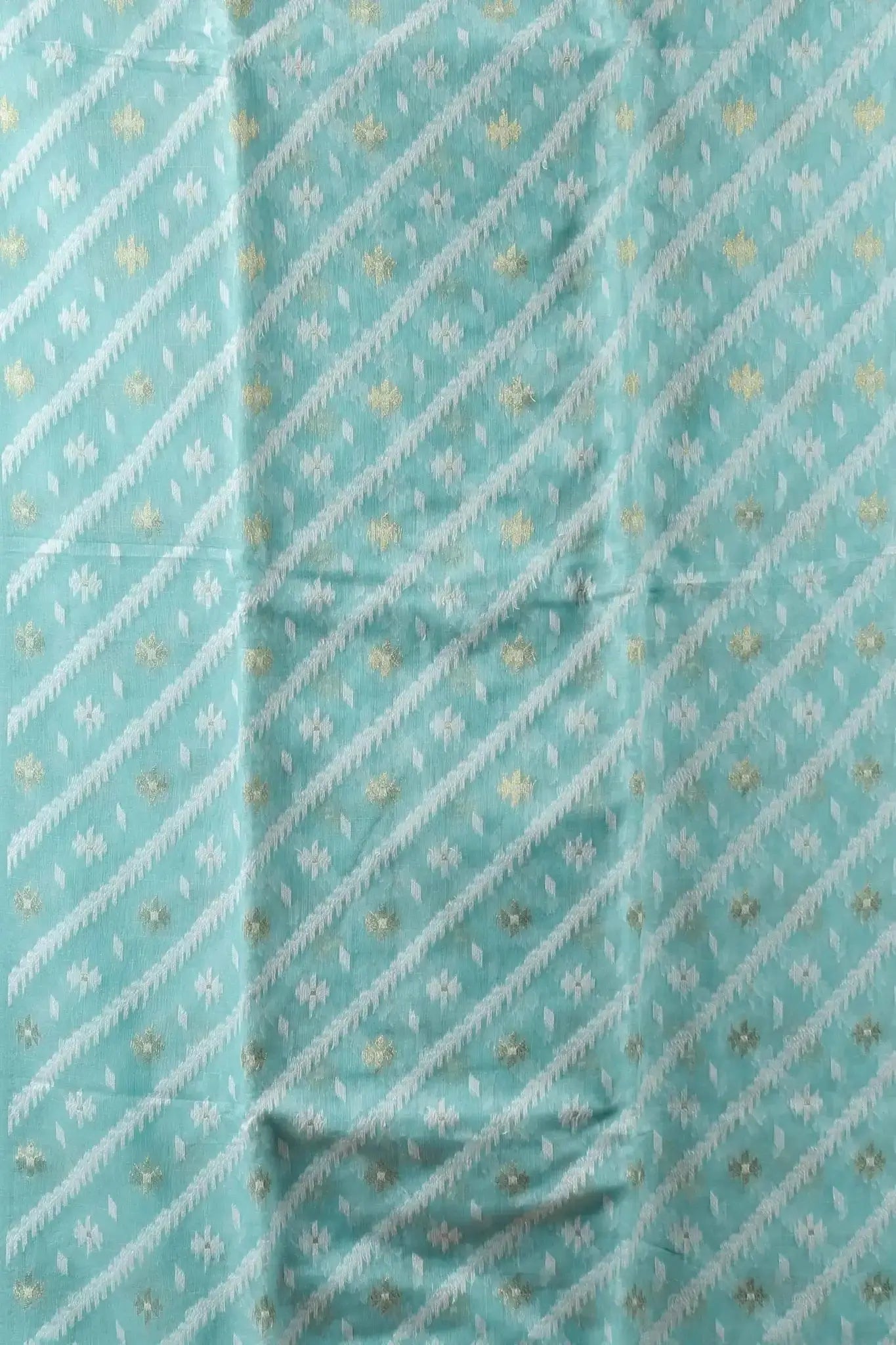 Light Blue- Bengal Handloom Ikat Jamdani Cotton Saree