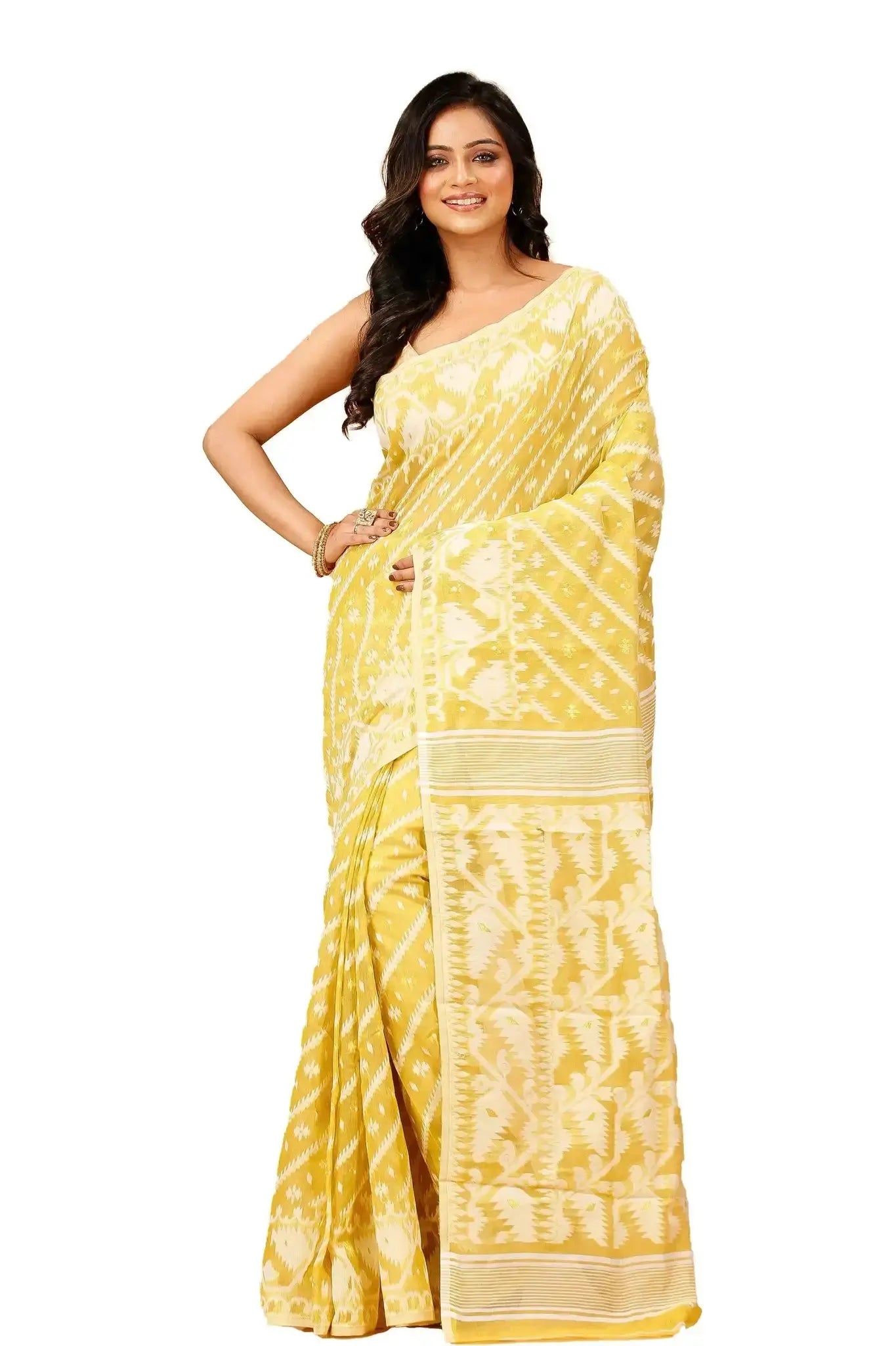 Saffron Mango- Bengal Handloom Ethnic Wear Soft Jamdani Saree