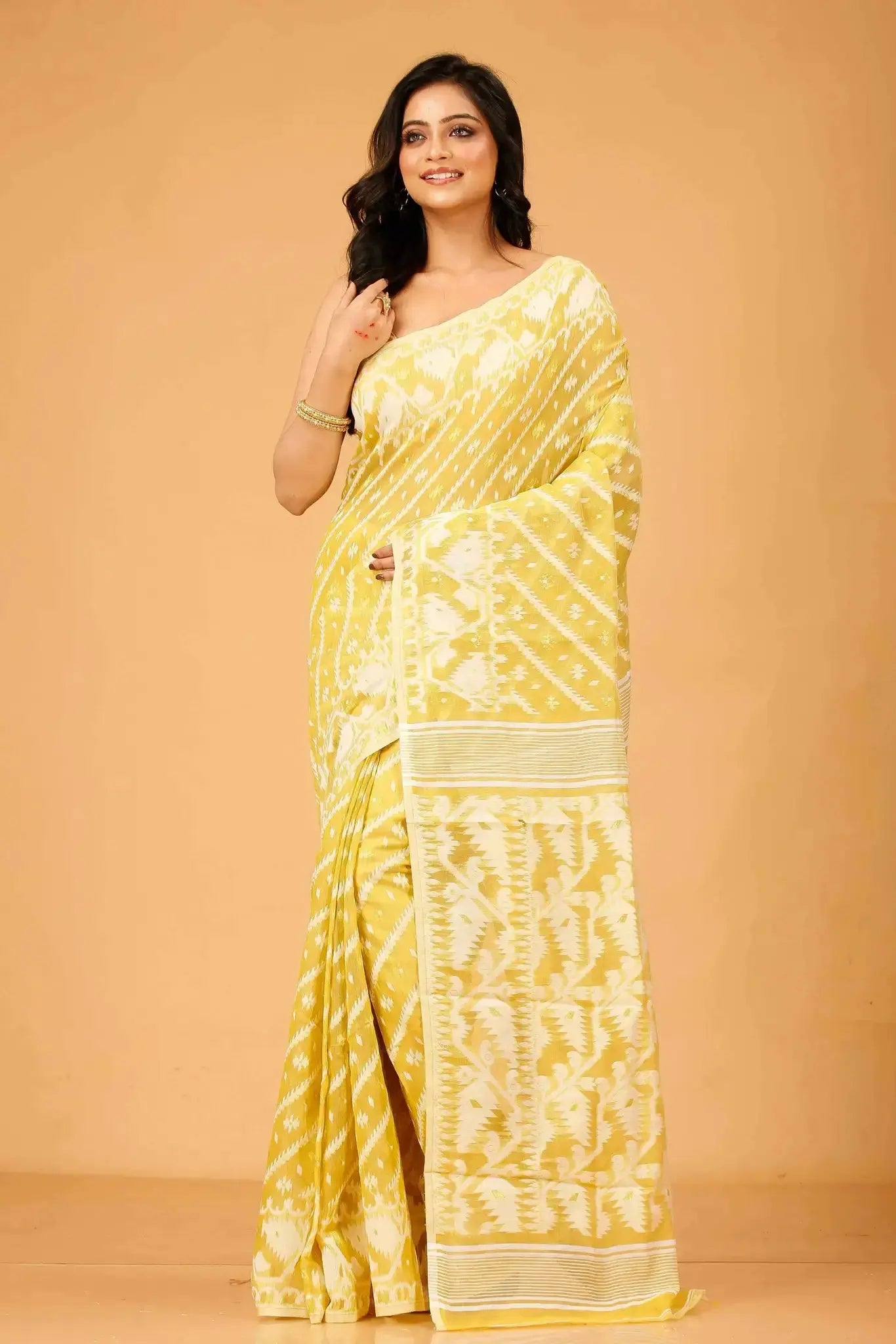 Saffron Mango- Bengal Handloom Ethnic Wear Soft Jamdani Saree