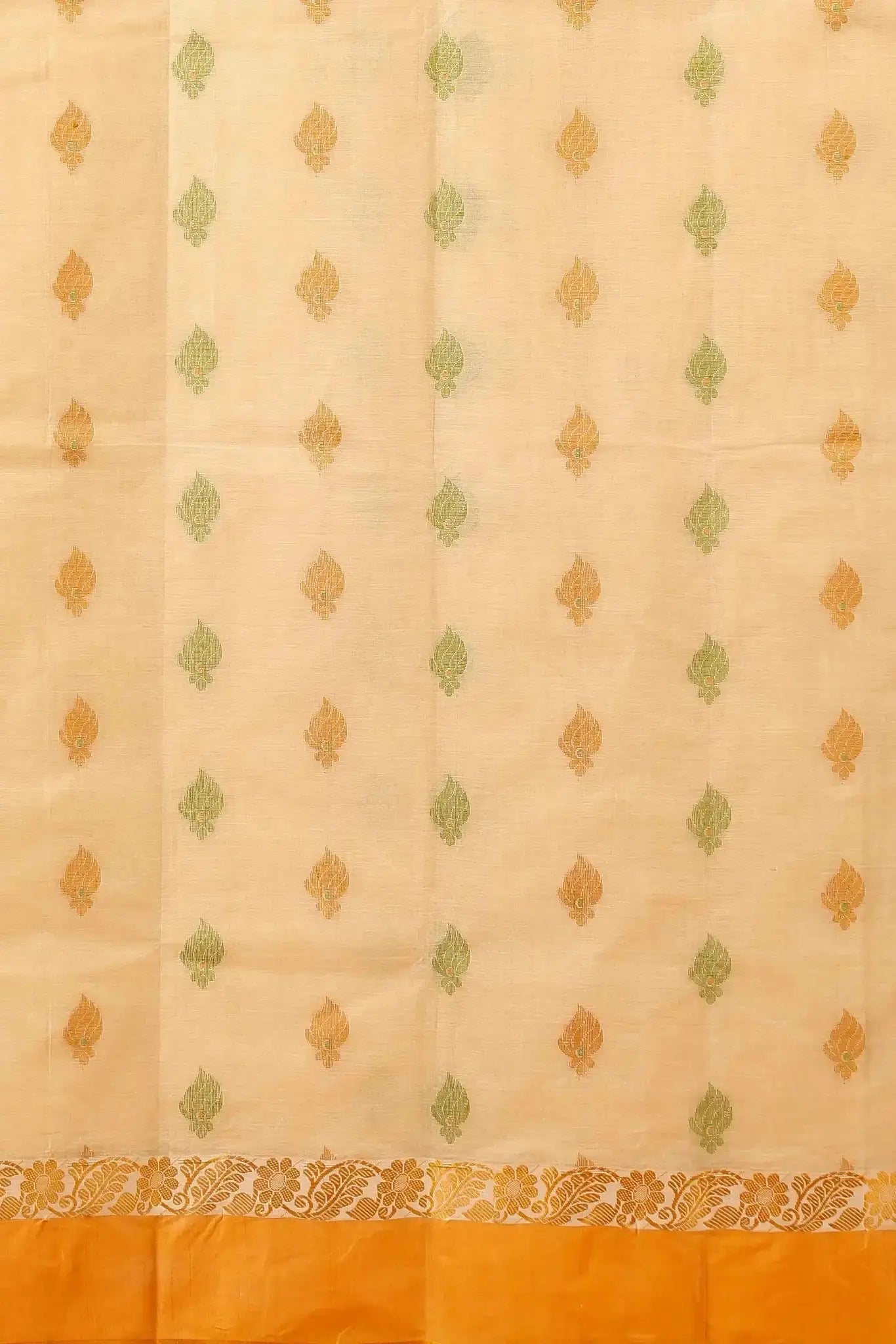 Peach Orange- Pure Cotton Bengal Handloom Traditional Design With Rich Pallu