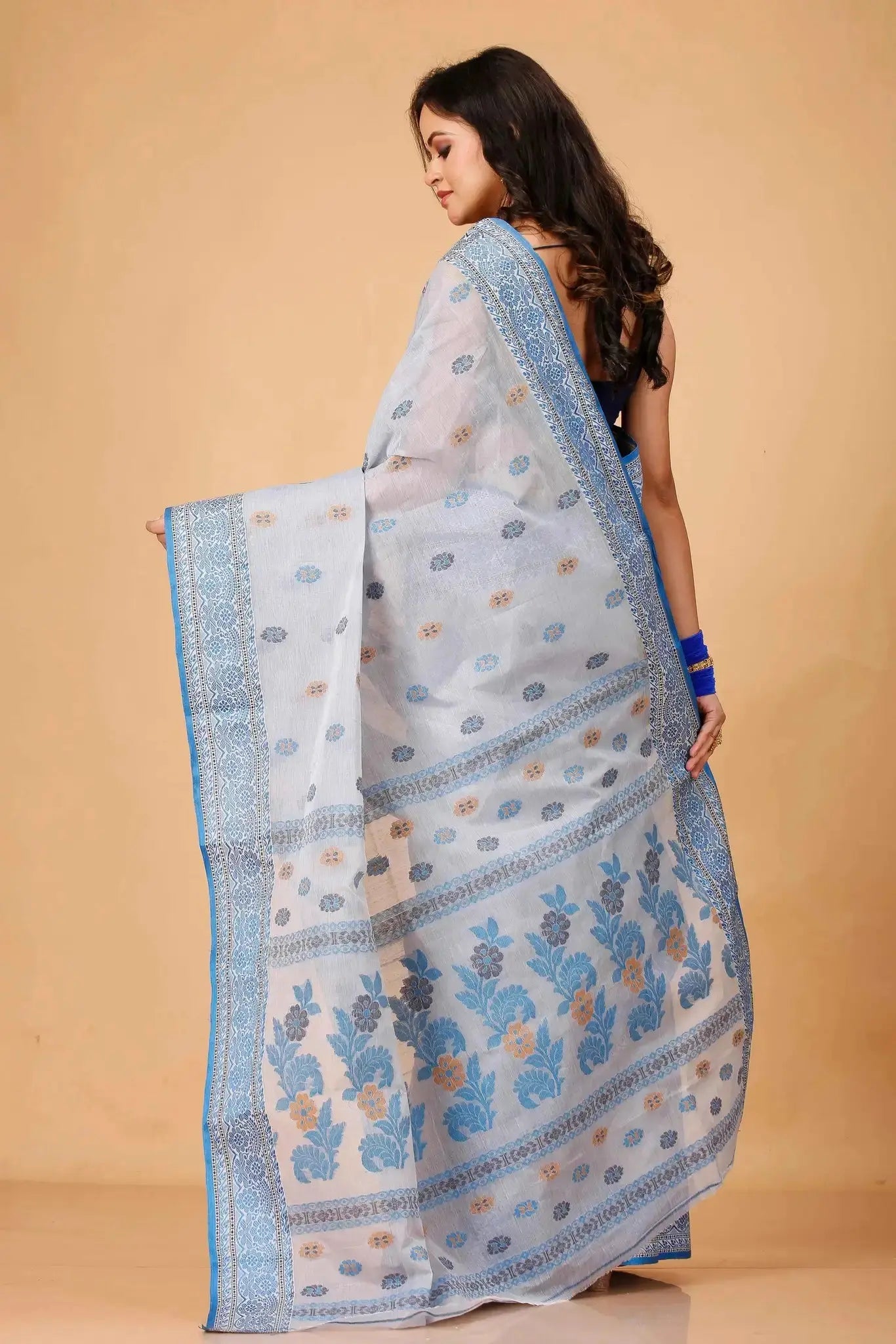 Lavender Mist- Pure Cotton Bengal Handloom Traditional Indian Saree