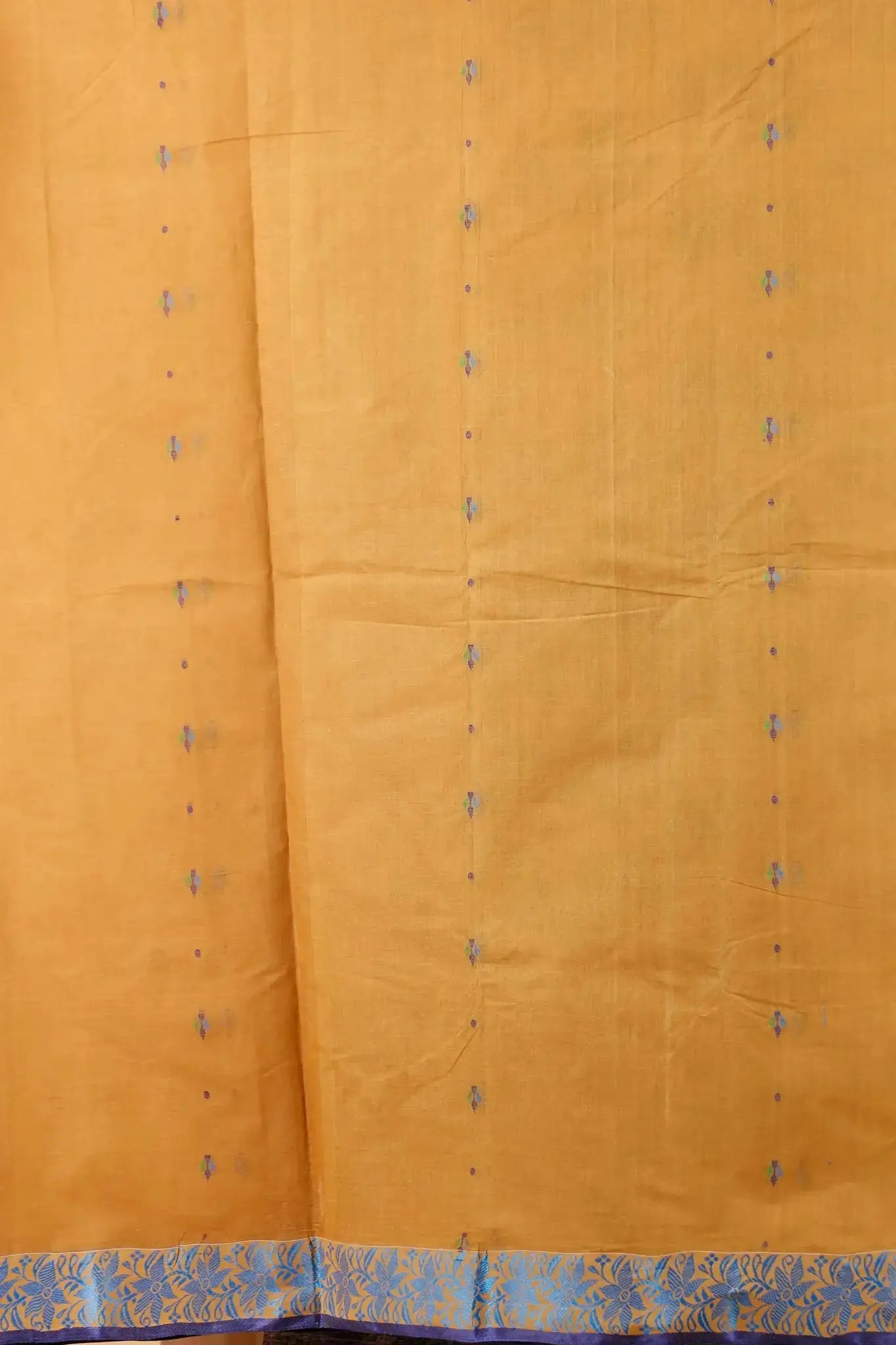 Sandy Brown- Pure Cotton Bengal Handloom Saree With Traditional Block Print Border