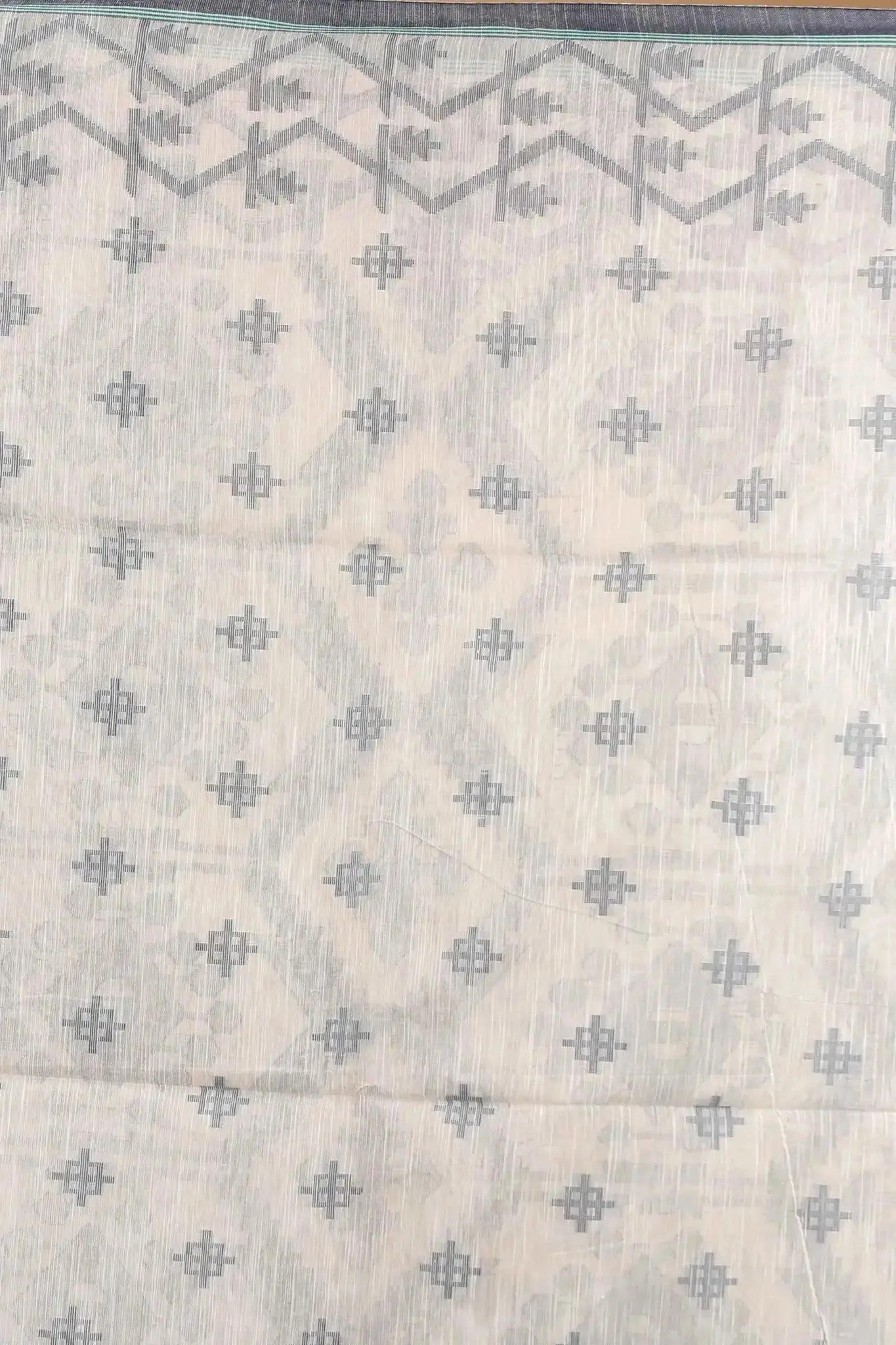 Moon Mist- Bellu Cotton Handloom Fancy Saree Geometric Design With Blouse Piece