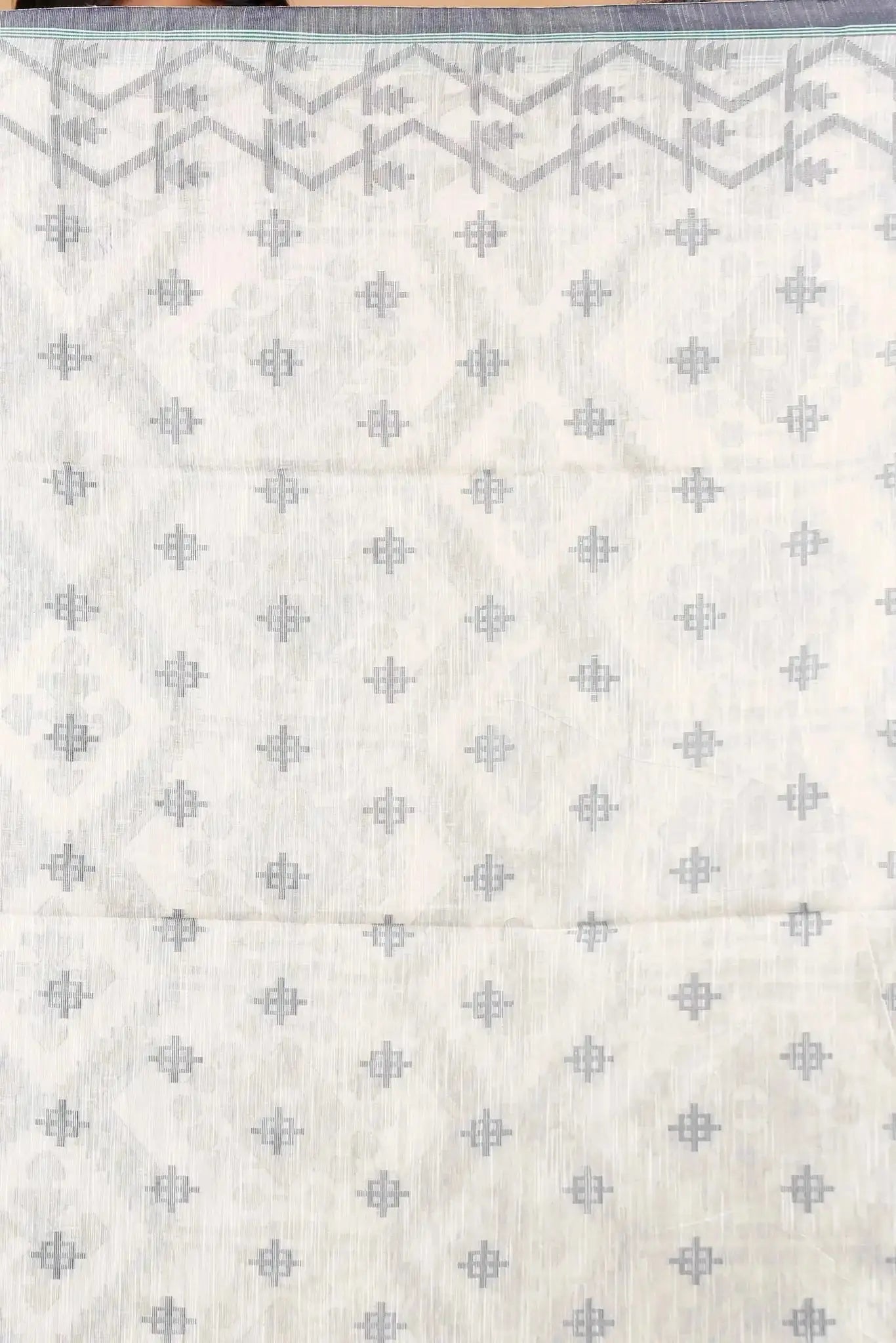 Moon Mist- Bellu Cotton Handloom Fancy Saree Geometric Design With Blouse Piece