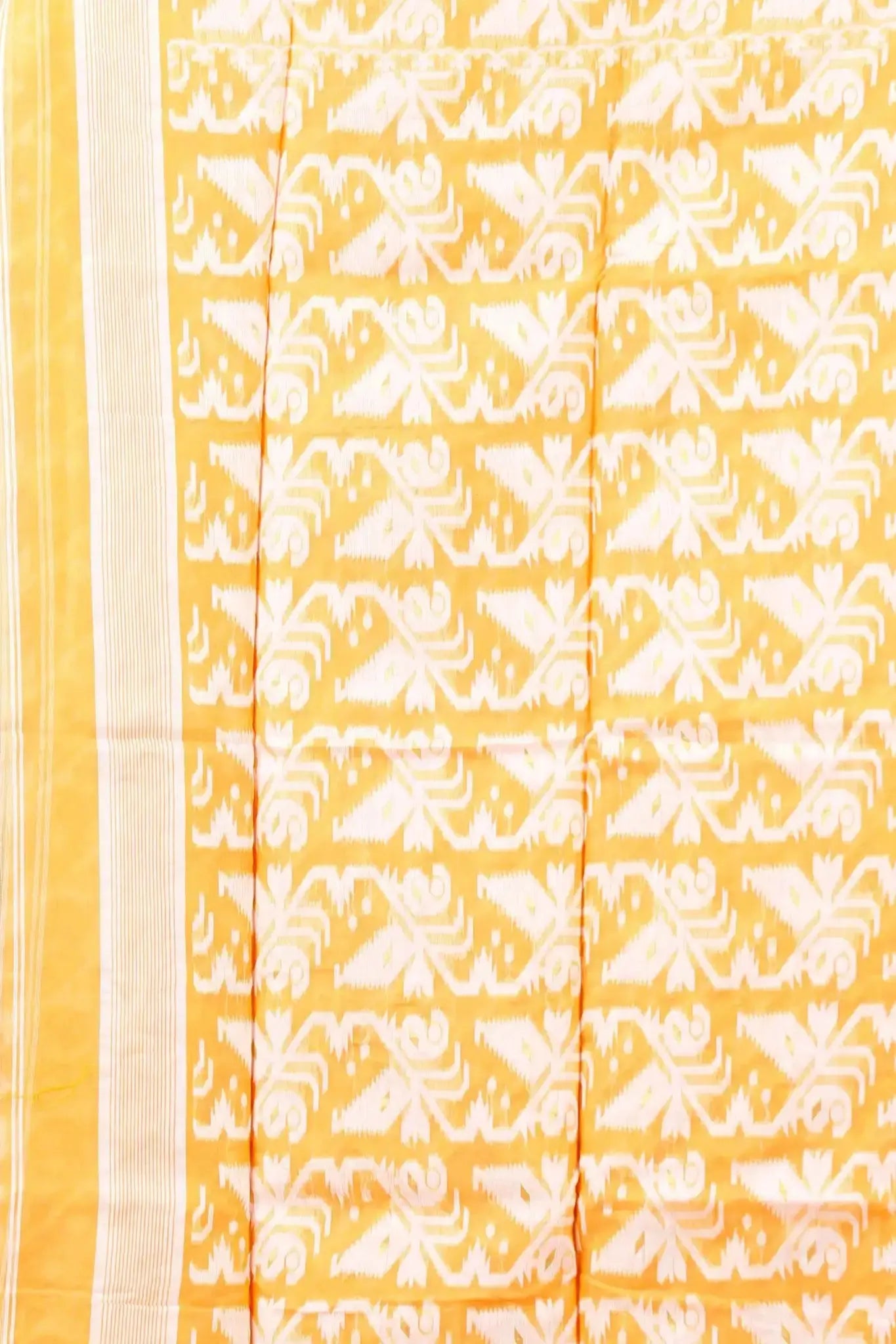 Saffron Mango- Bengal Handloom Festive Wear Ikat Soft Jamdani Saree