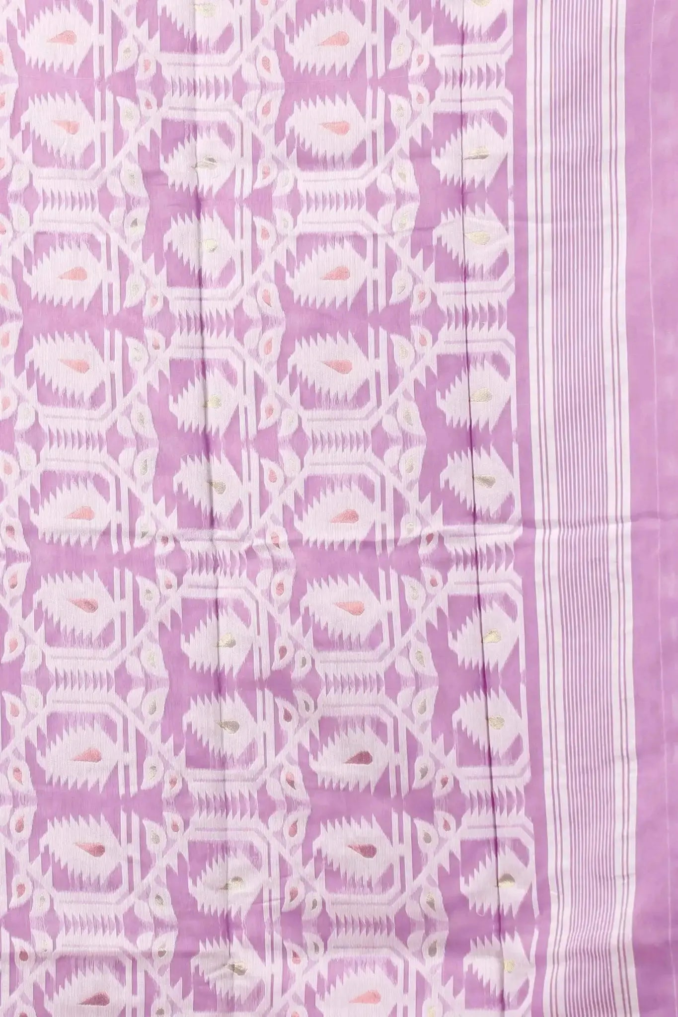 Elegant Dawn Pink- Bengal Handloom Ikat Print Soft Jamdani Saree
