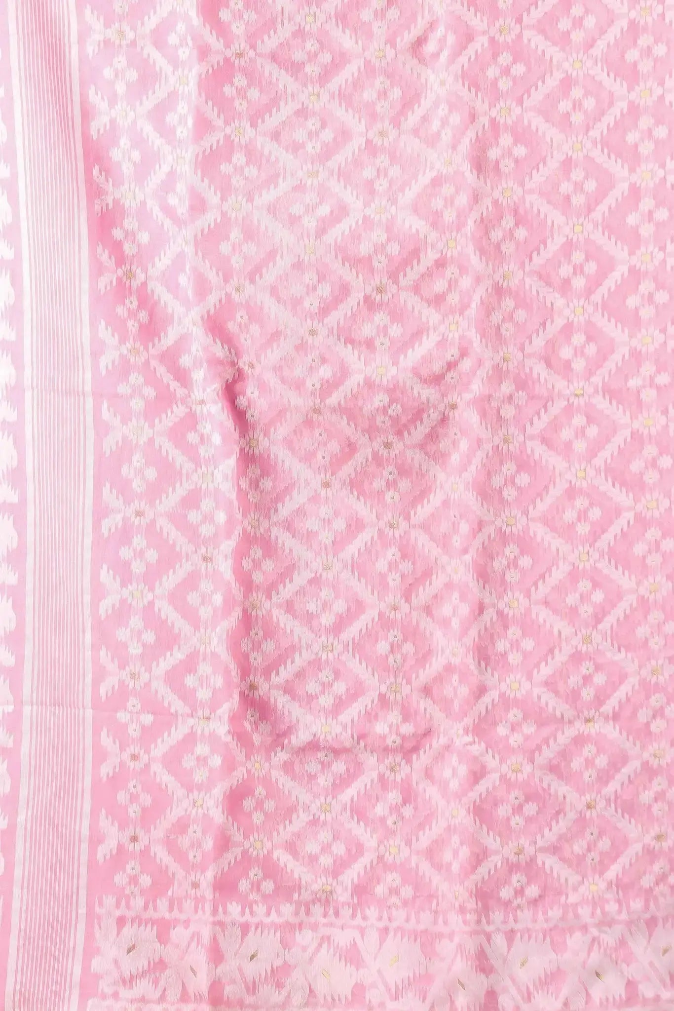 Pink Pearl- Bengal Handloom Handwoven Style Soft Cotton Jamdani Saree