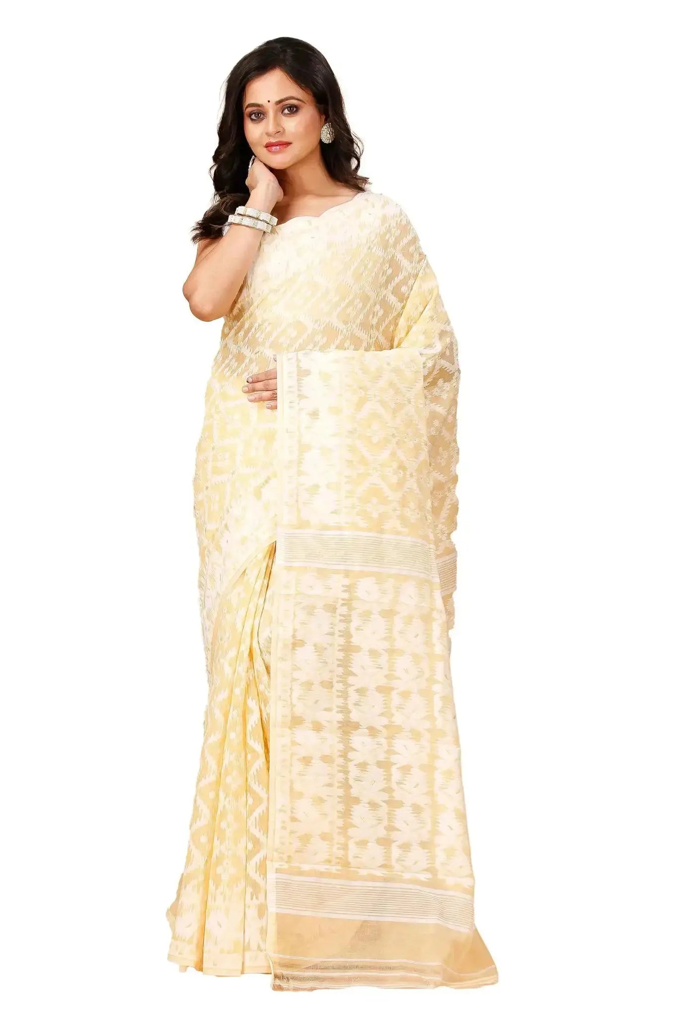 Peach Orange Bengal Handloom Jamdani Cotton Saree – Breezy & Festive Charm