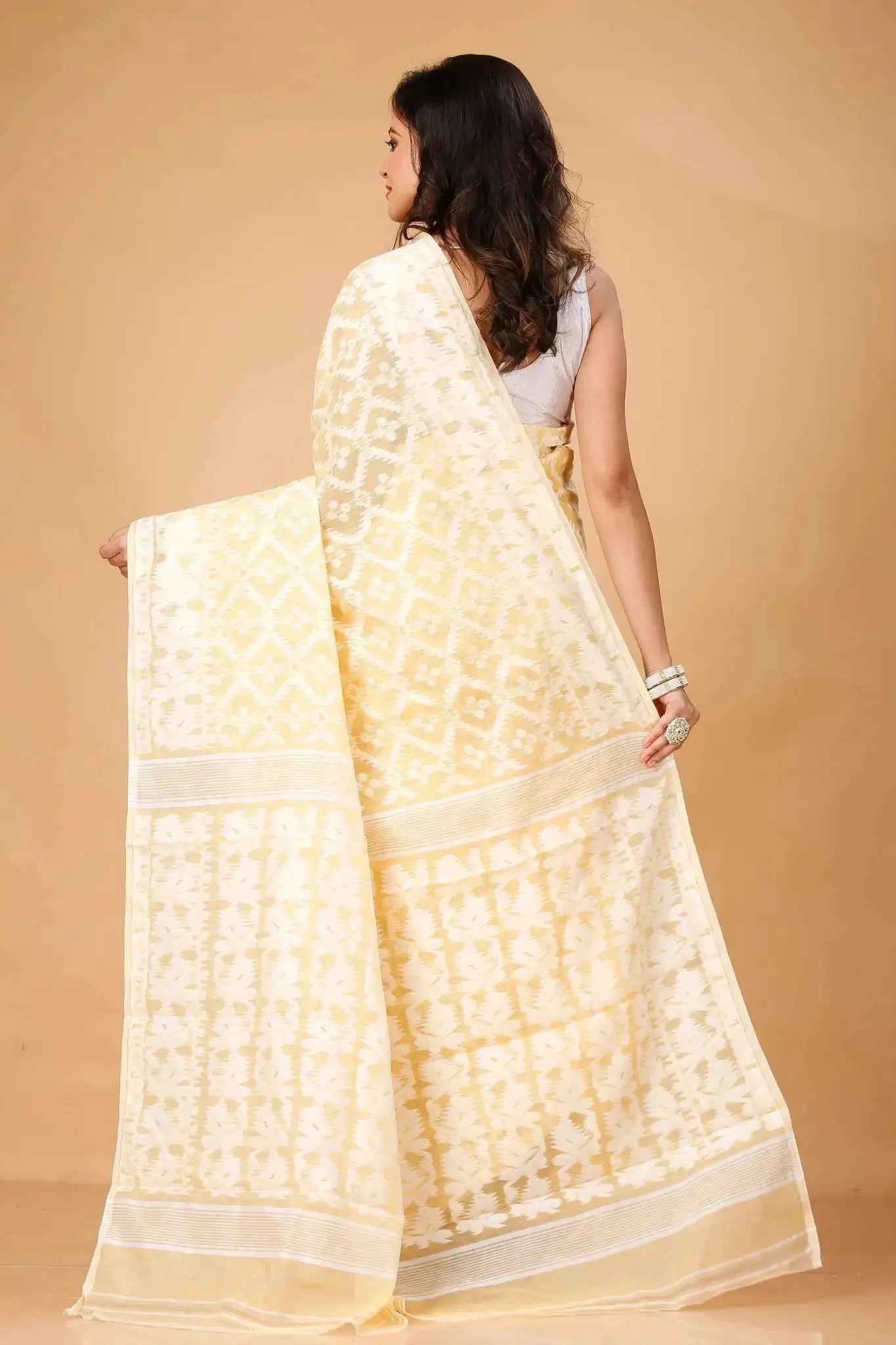 Peach Orange Bengal Handloom Jamdani Cotton Saree – Breezy & Festive Charm