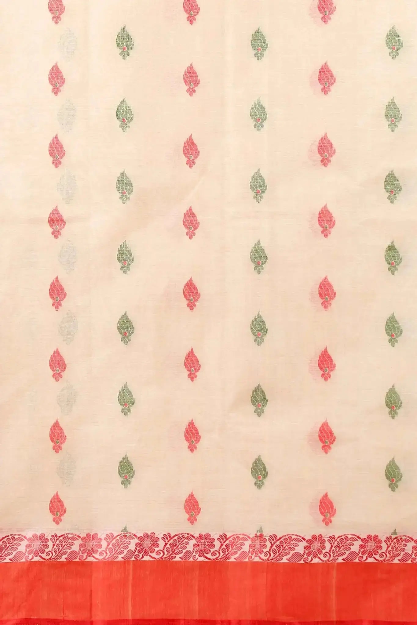 Light Orange- Pure Cotton Bengal Handloom Handwoven Saree With Orange Border