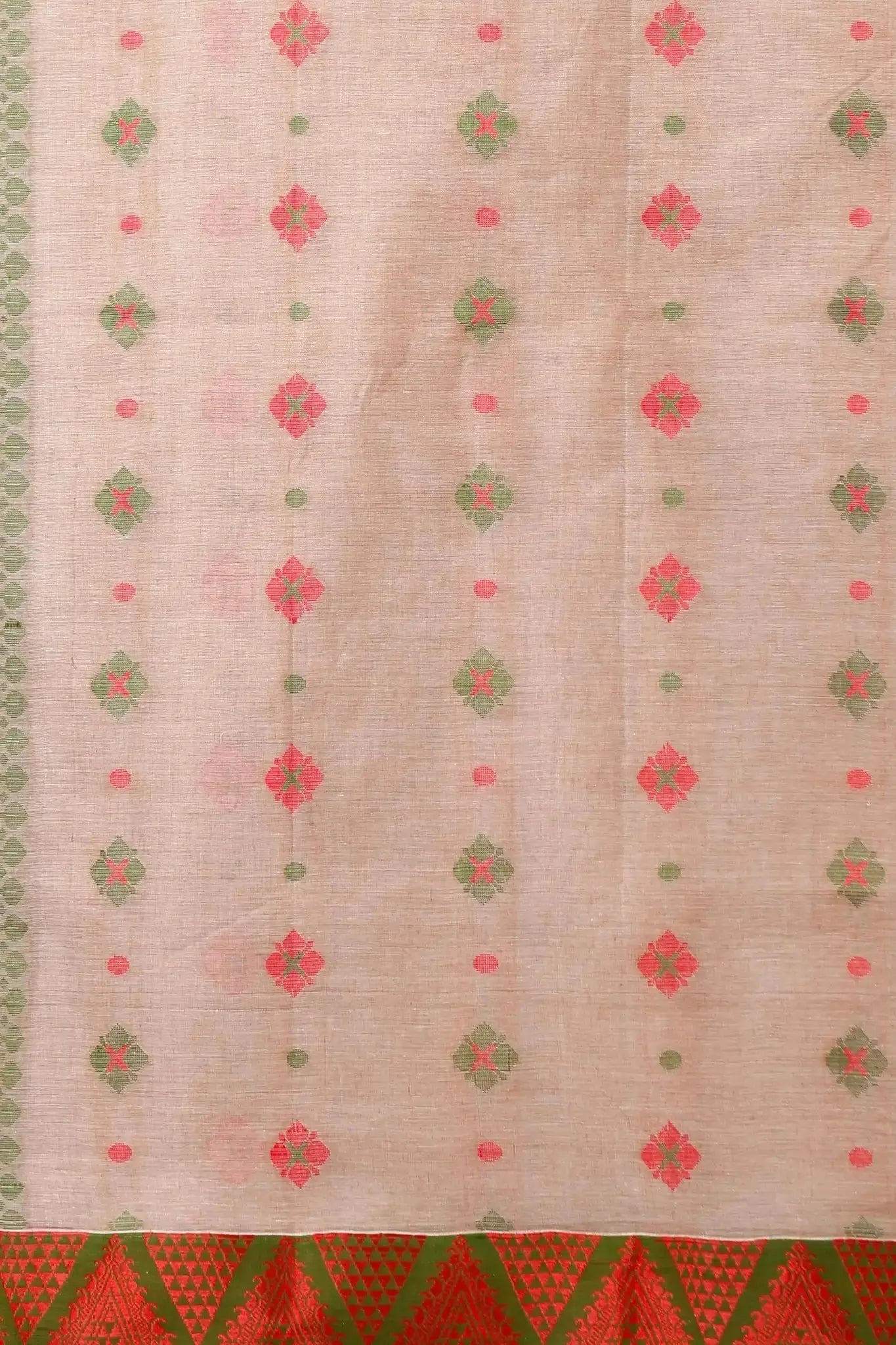 Pinkish Grey- Pure Cotton Bengal Handloom Traditional Indian Saree