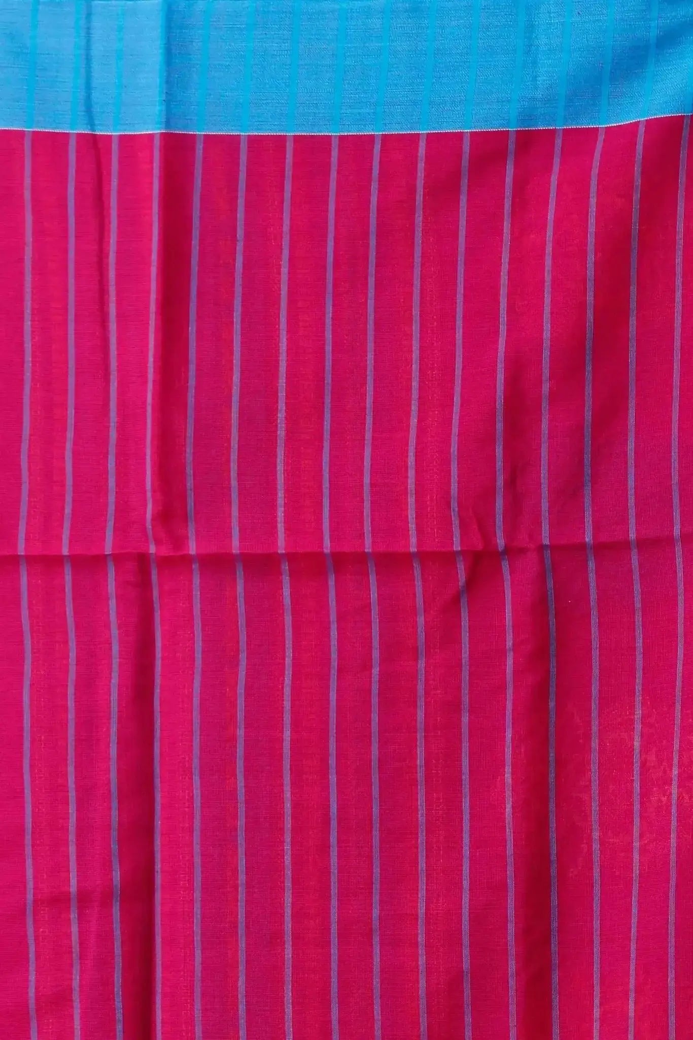 Pink & Blue Border Woven Pallu Manipuri Cotton Saree