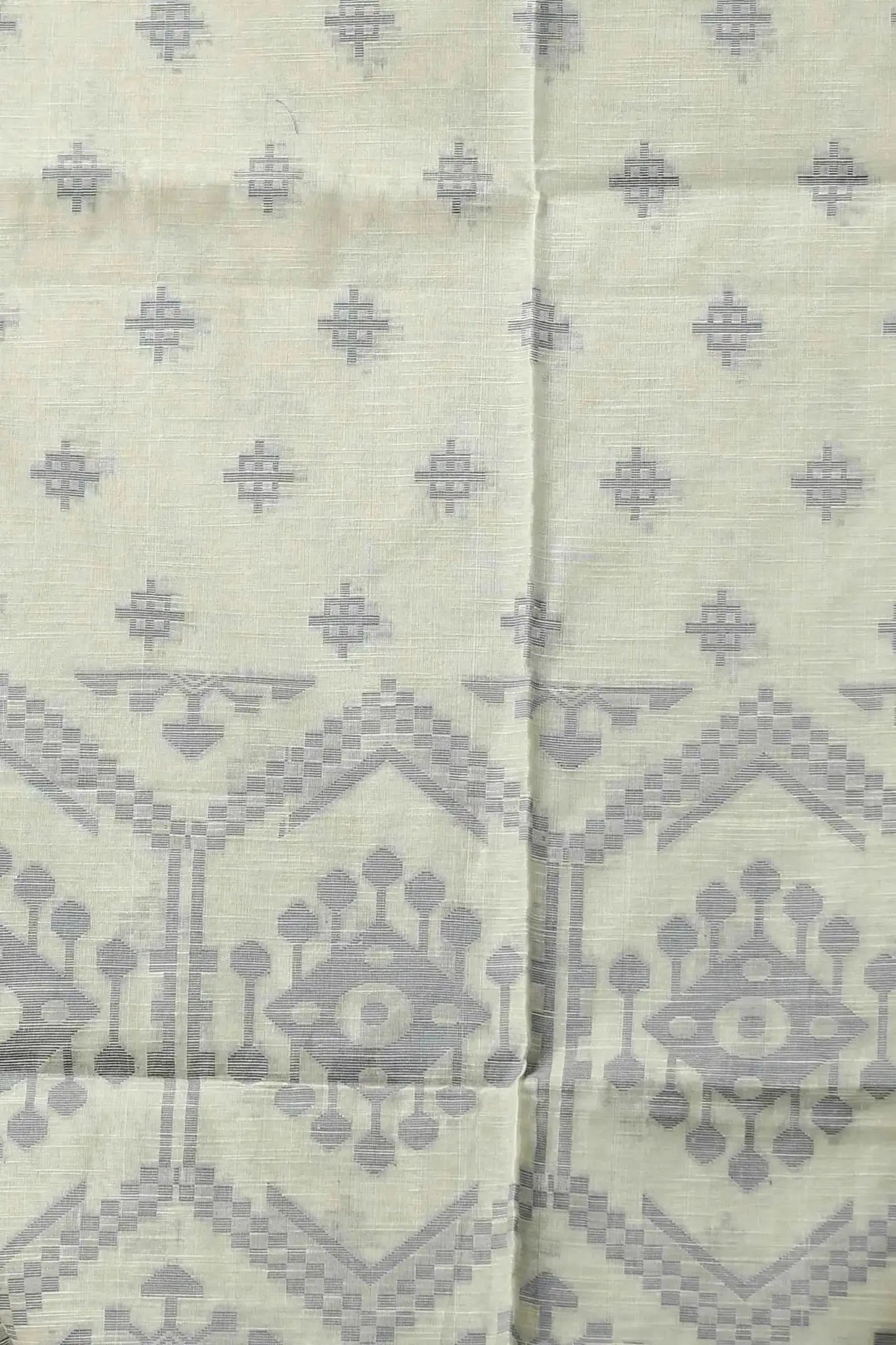 Grey Olive- Bellu Cotton Handloom Fancy Saree Floral Mix Design With Blouse Piece