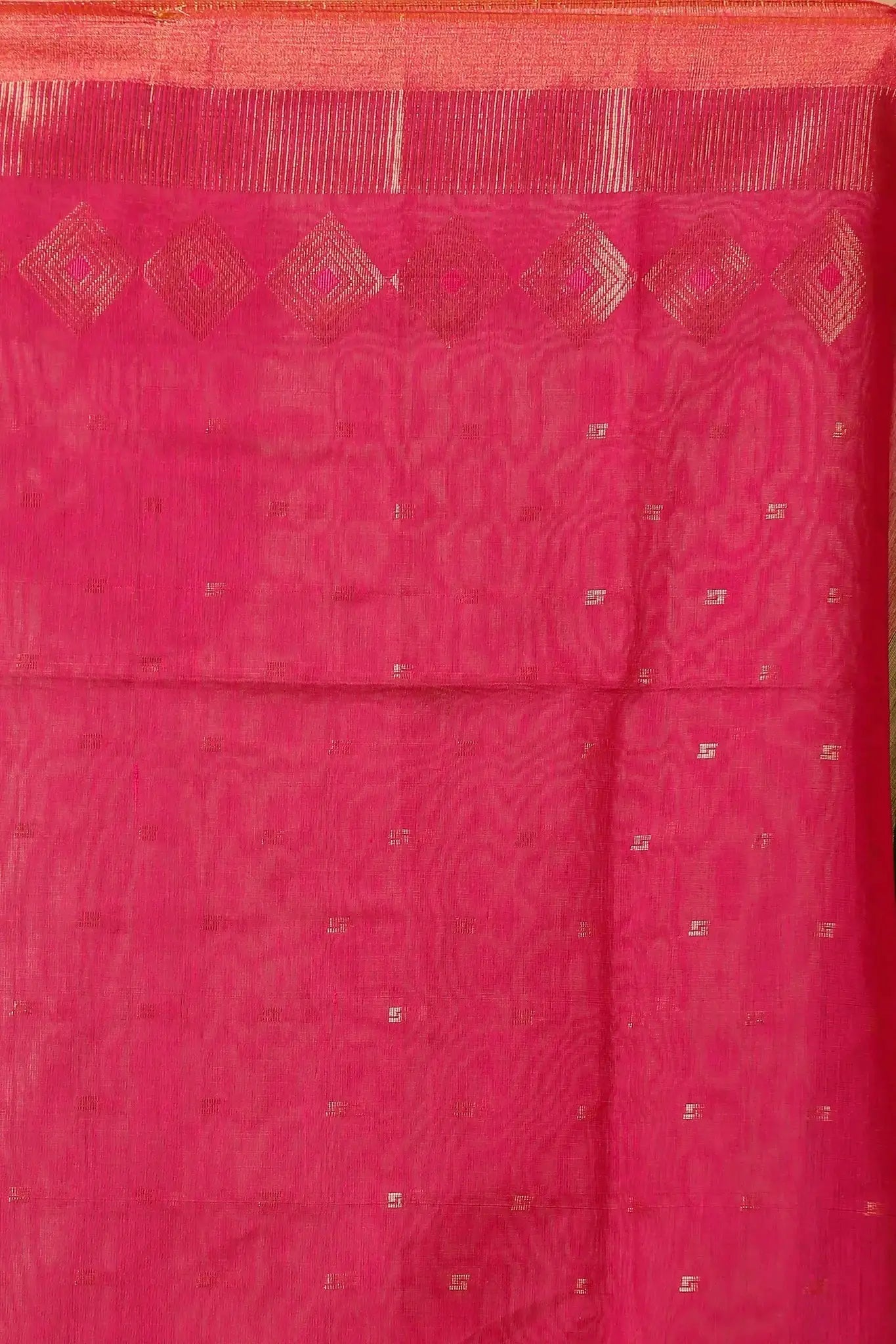 Bellu Cotton Handloom Fancy Saree- Green With Red Border Traditional Diamond Pattern - Grivana