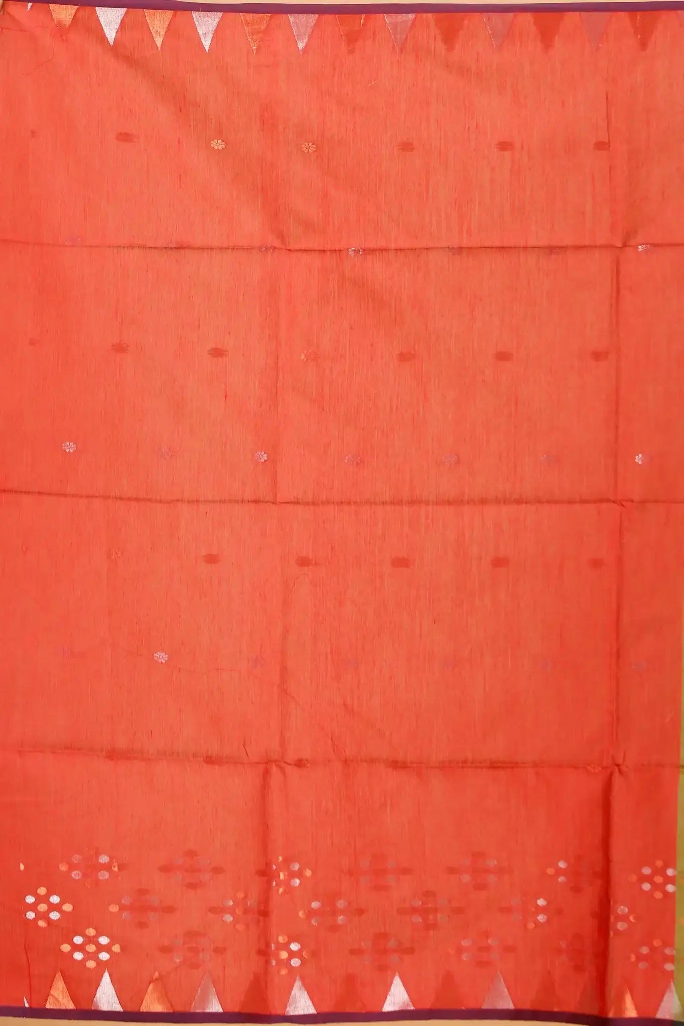 Green With Red Border - Bellu Cotton Handloom Fancy Saree Geometric Pattern - Grivana