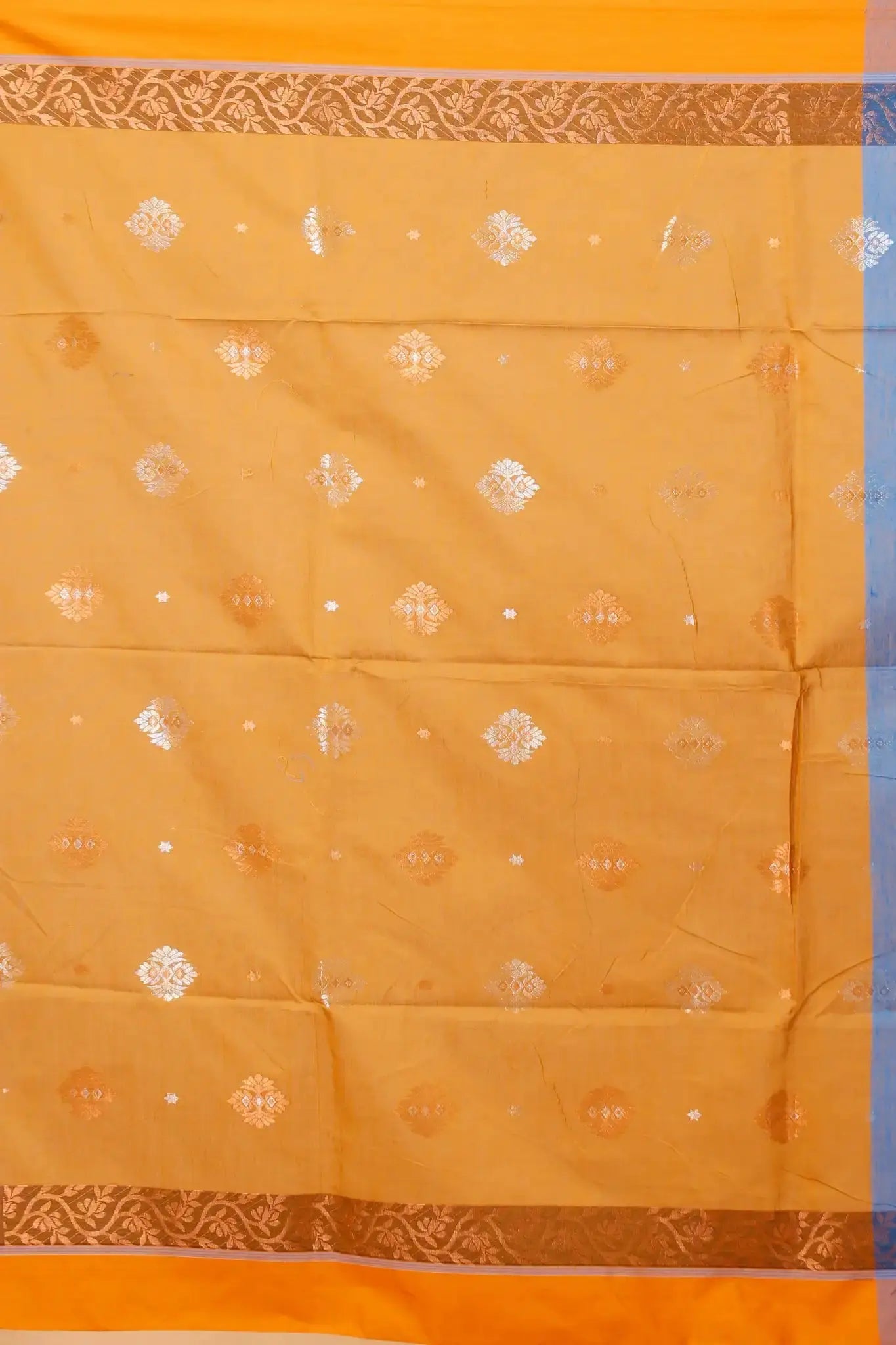 Peacock Blue & Red Peach- Bellu Cotton Handloom Fancy Soft Artisan Weave Saree - Grivana