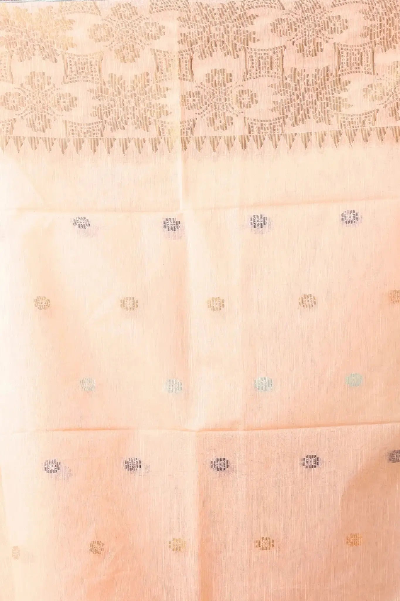 Misty Rose- Bellu Cotton Handloom Fancy Saree With Green Smoke Pallu - Grivana