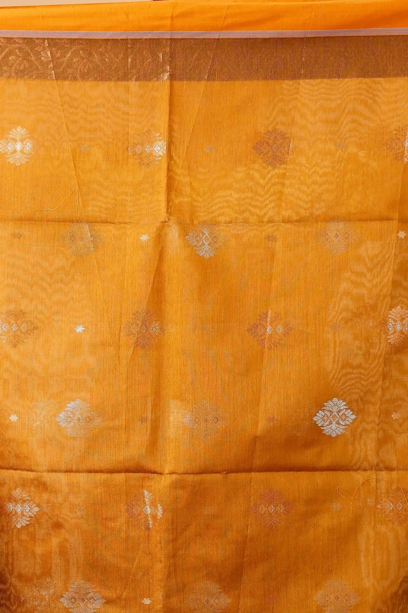Rusty Orange & Evergreen- Bellu Cotton Handloom Fancy Elegant Border Saree - Grivana