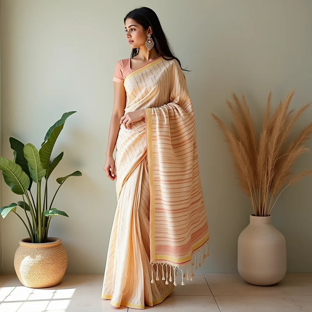Breathable Handloom Cotton Saree - Breathable Handloom Cotton Saree for Everyday Comfort