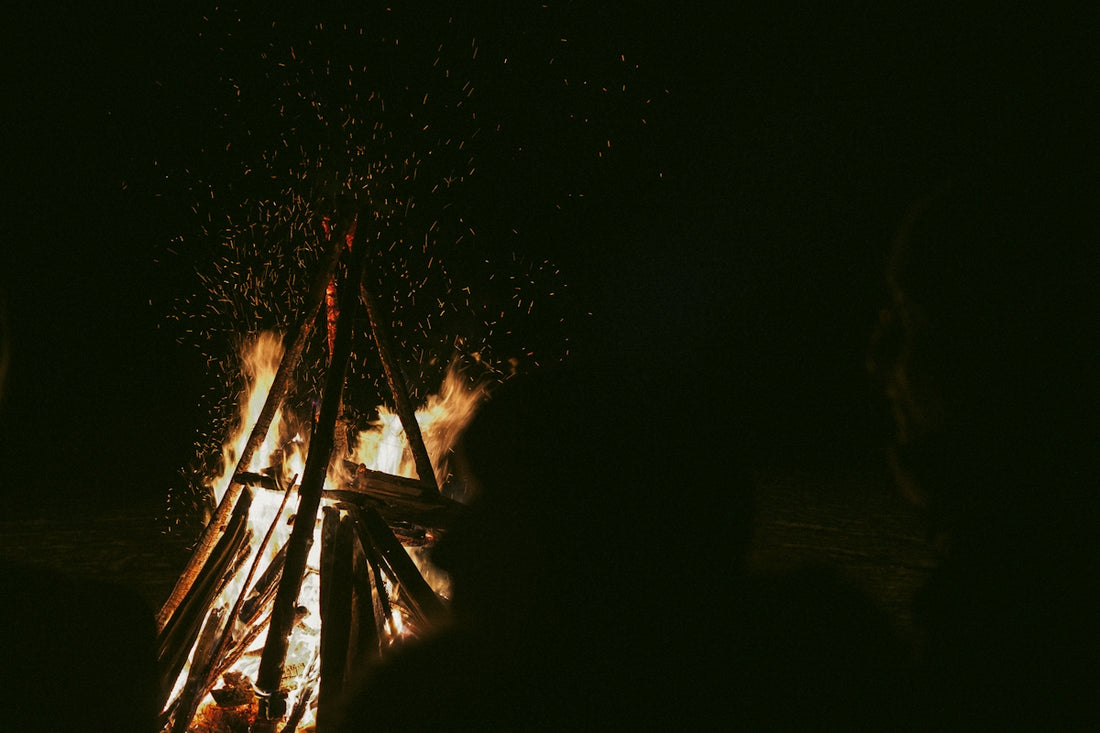 lit bonfire