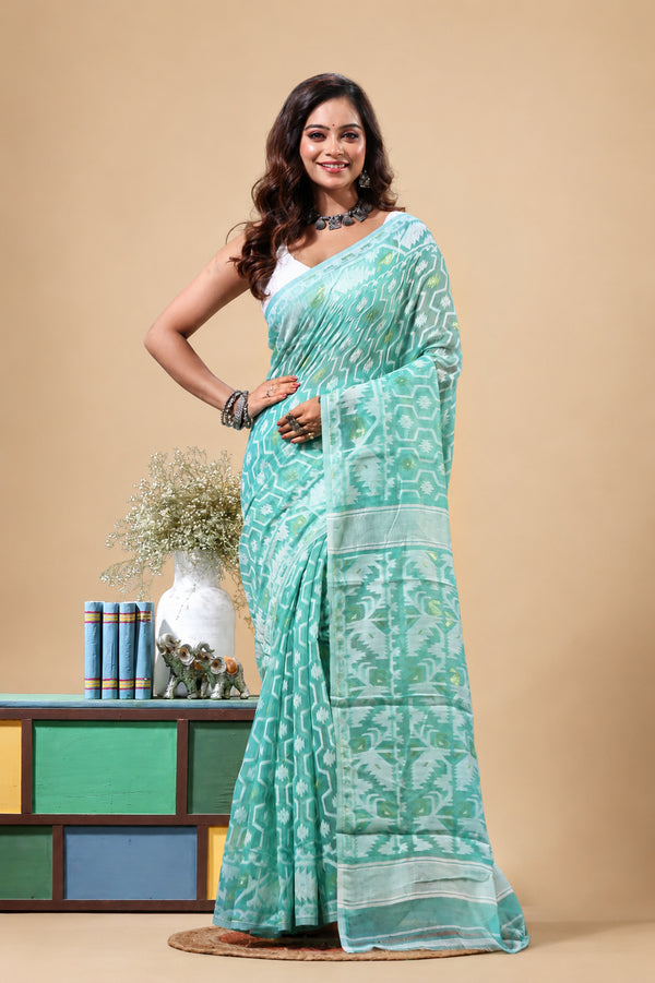 Grivana Baby Pink Dhakai Jamdani Bengal Handloom Saree