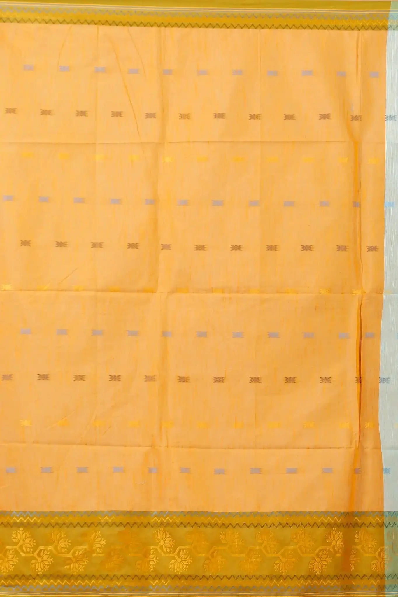 Sea Mist- Bellu Cotton Handloom Woven Detailing Saree With Blouse Piece - Grivana