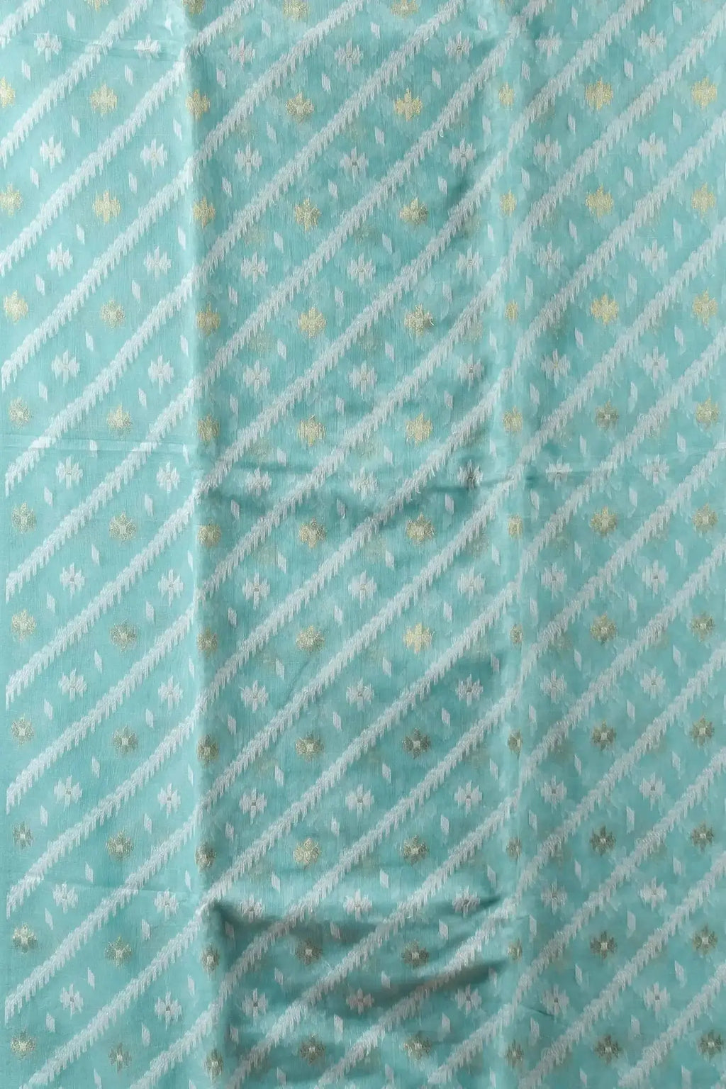 Light Blue- Bengal Handloom Ikat Jamdani Cotton Saree