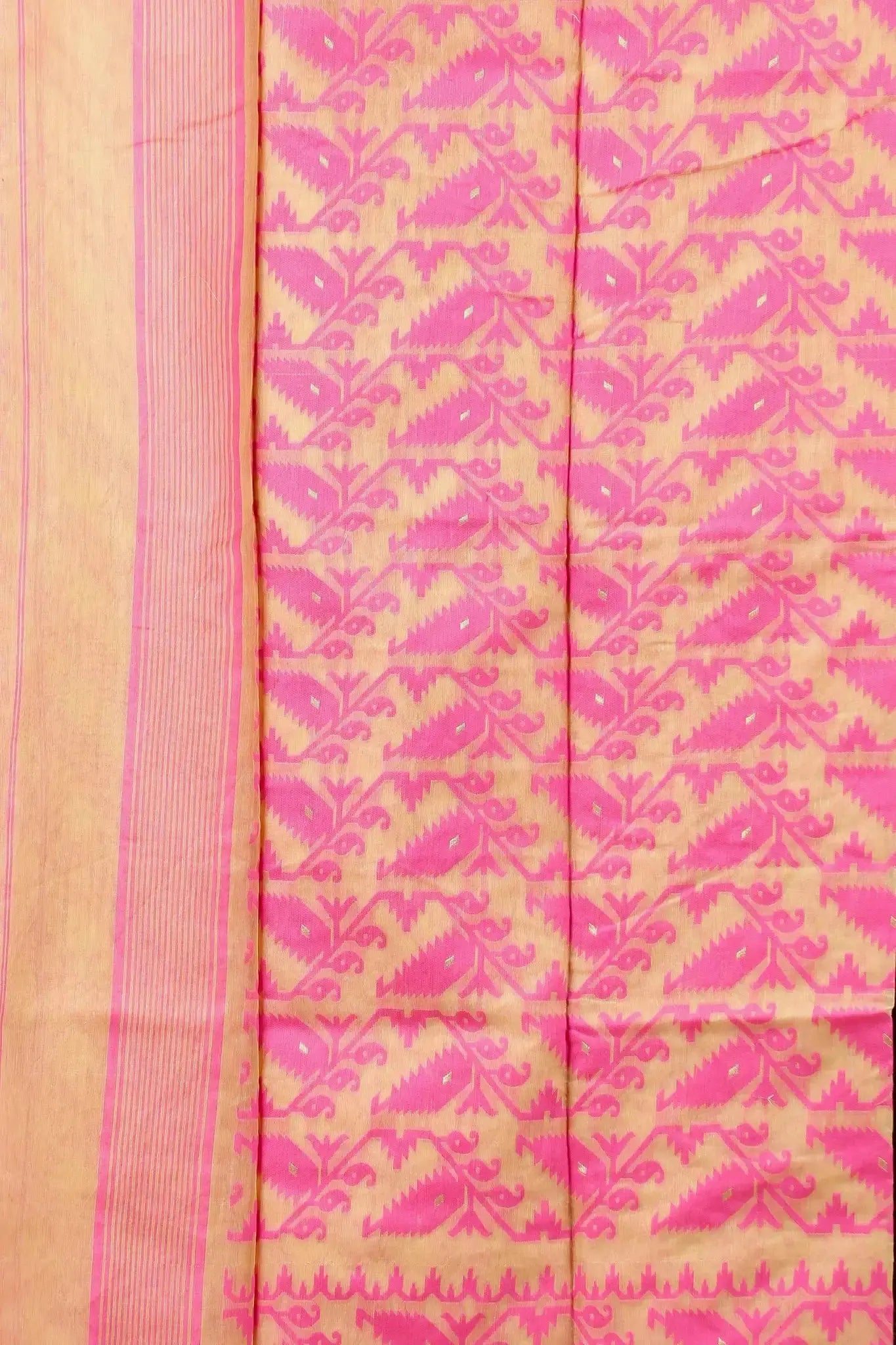 Deep Peach- Bengal Handloom Festive Drape Soft Jamdani Saree