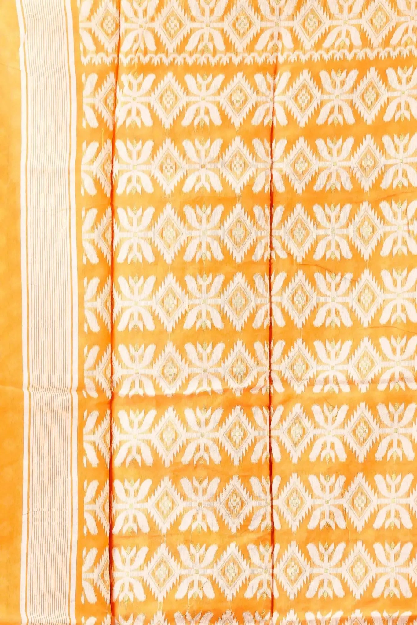 Yellow- Bengal Handloom Soft Casual Jamdani Saree