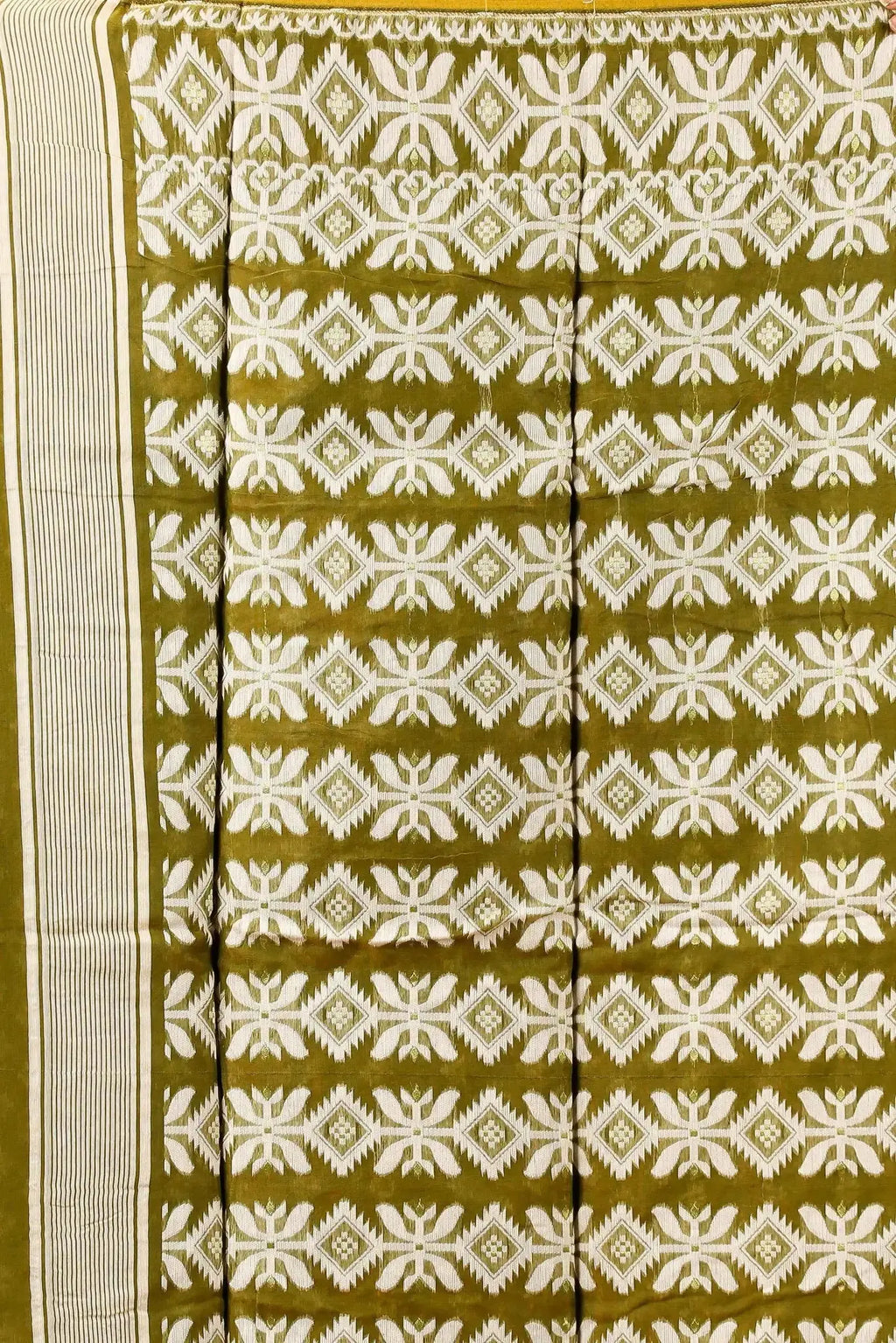 Oak Brown- Bengal Handloom Traditional Daily Wear Soft Jamdani Saree