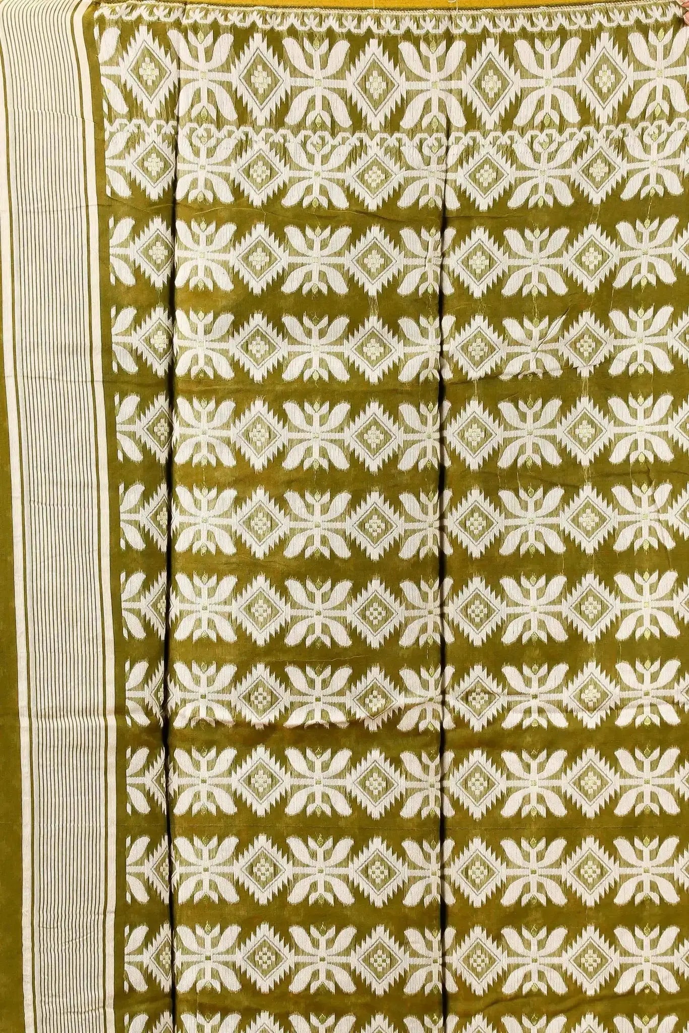 Oak Brown- Bengal Handloom Traditional Daily Wear Soft Jamdani Saree