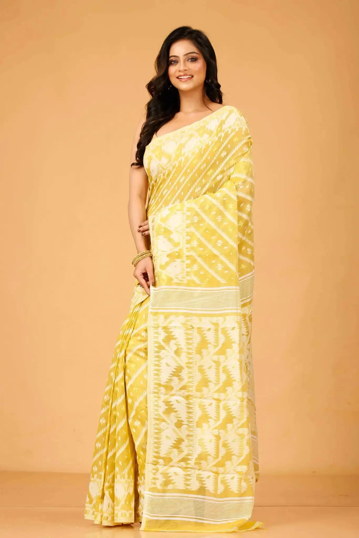 Saffron Mango- Bengal Handloom Ethnic Wear Soft Jamdani Saree