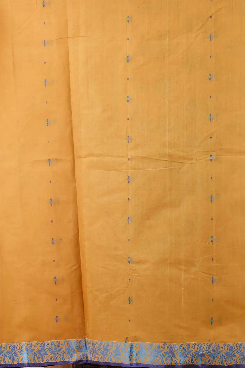 Sandy Brown- Pure Cotton Bengal Handloom Saree With Traditional Block Print Border