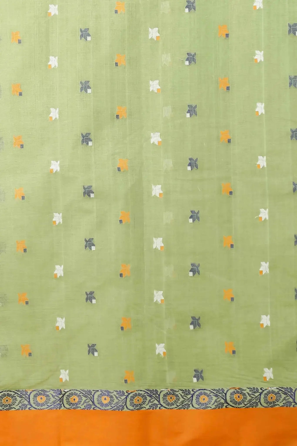 Light Olive- Pure Cotton Bengal Handloom Handwoven Saree With Elegant Border