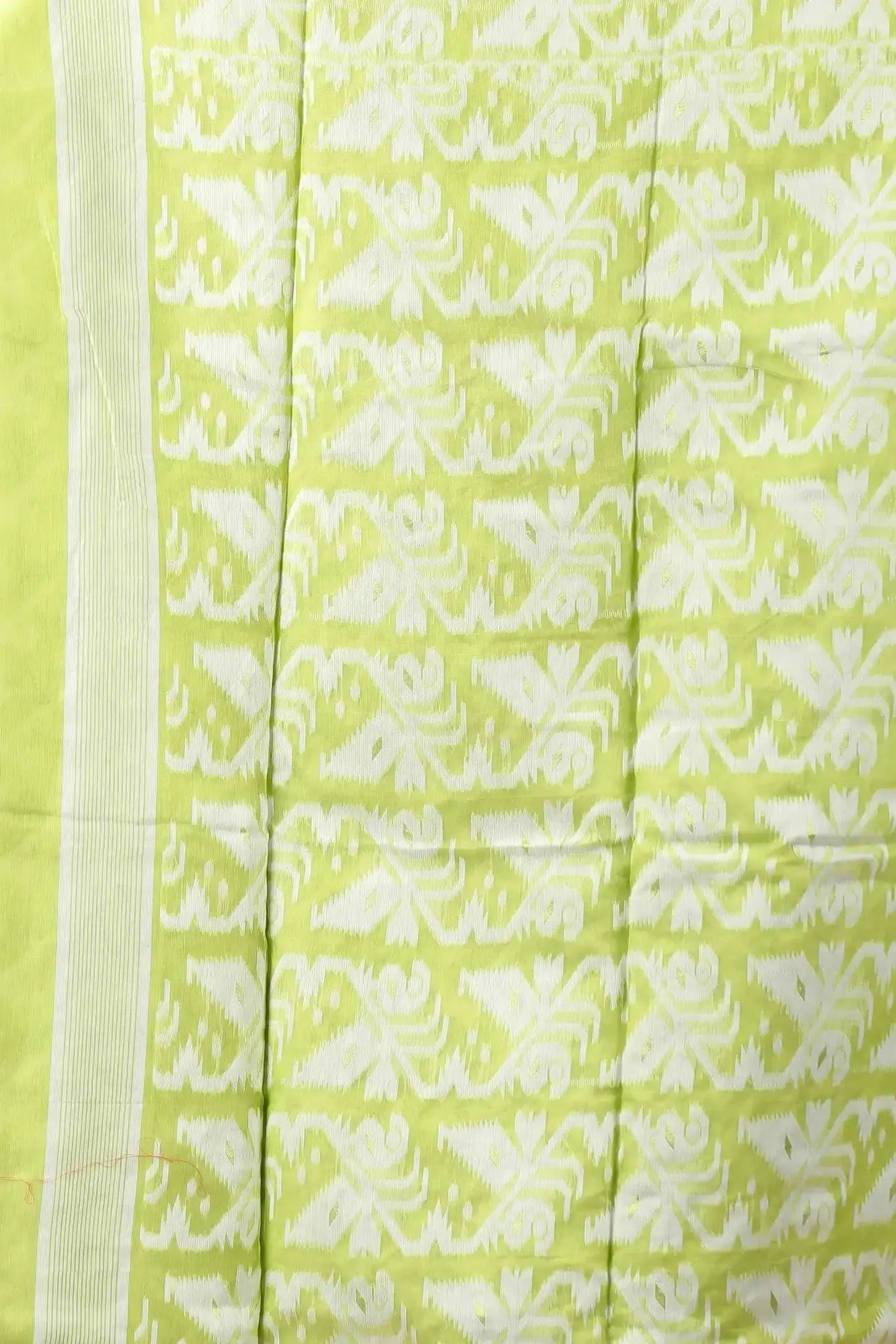 Pale Olive- Bengal Handloom Graceful & Handwoven Style Jamdani Pure Cotton Saree