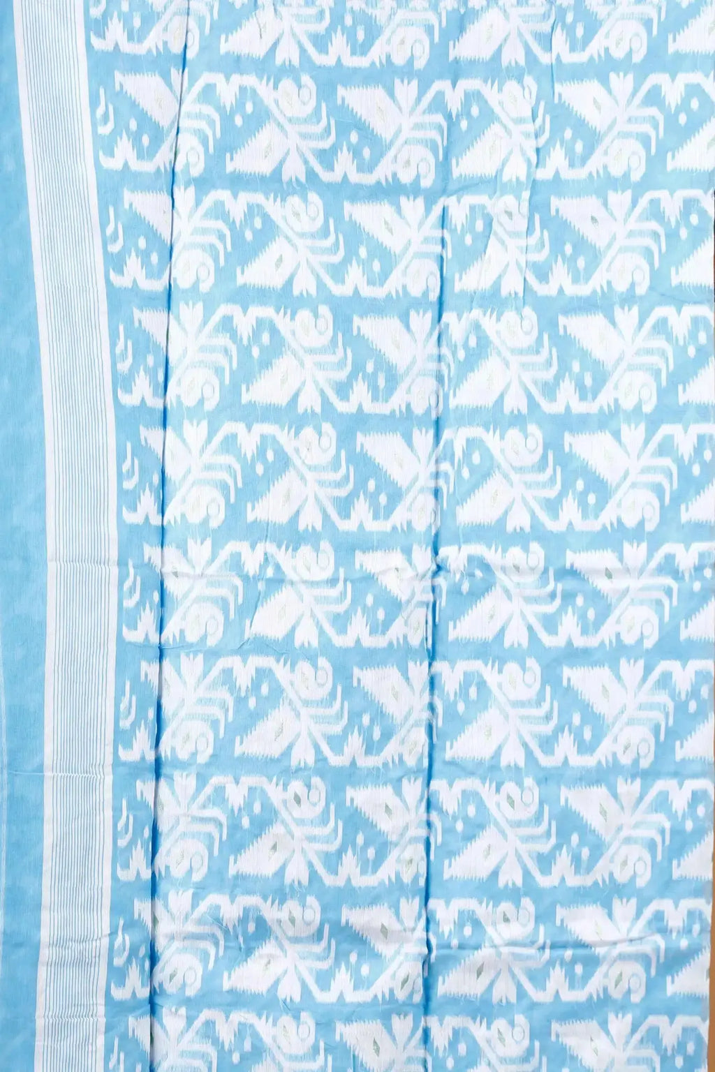 Carolina Blue- Elegant Weave Bengal Handloom Soft Jamdani Cotton Saree