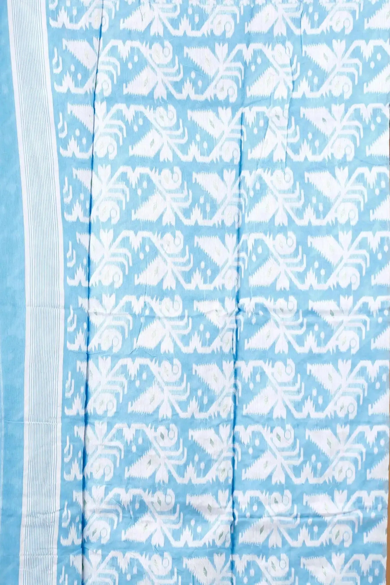 Carolina Blue- Elegant Weave Bengal Handloom Soft Jamdani Cotton Saree