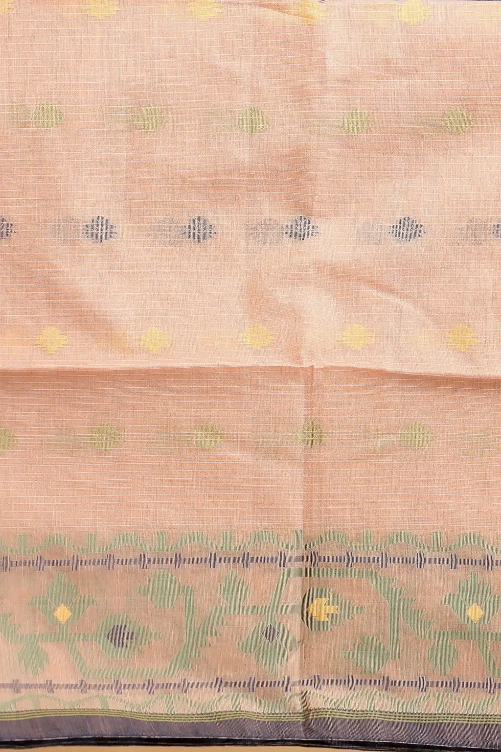 Bellu Cotton Handloom Fancy Saree- Oyster Pink With Mist Blue Border - Grivana