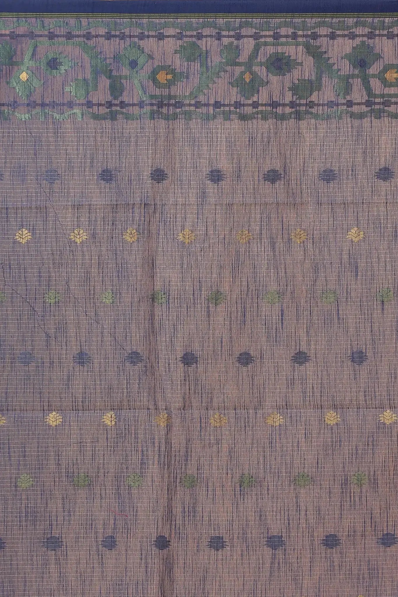 Bellu Cotton Handloom Fancy Saree- Oyster Pink With Mist Blue Border - Grivana