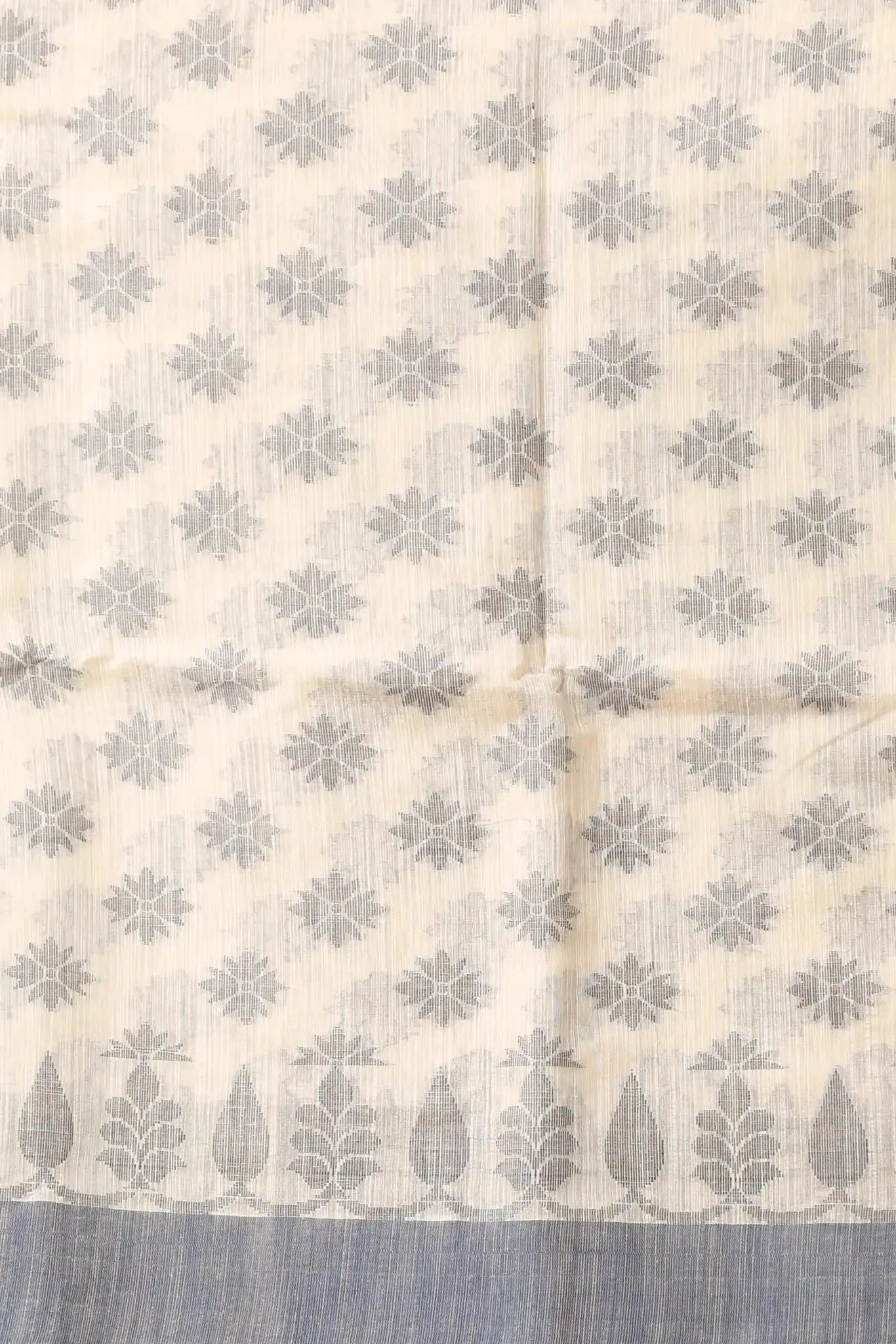 Dessert Sand & Pale Oyster- Bellu Cotton Handloom Fancy Indian Saree - Grivana