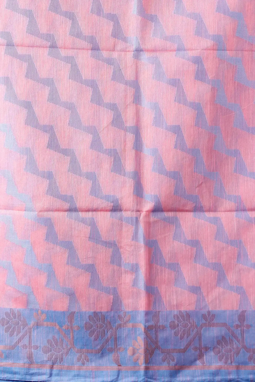 Bellu Oyster Pink Cotton Handloom Saree – Soft Woven Floral Motif With Blouse Piece - Grivana