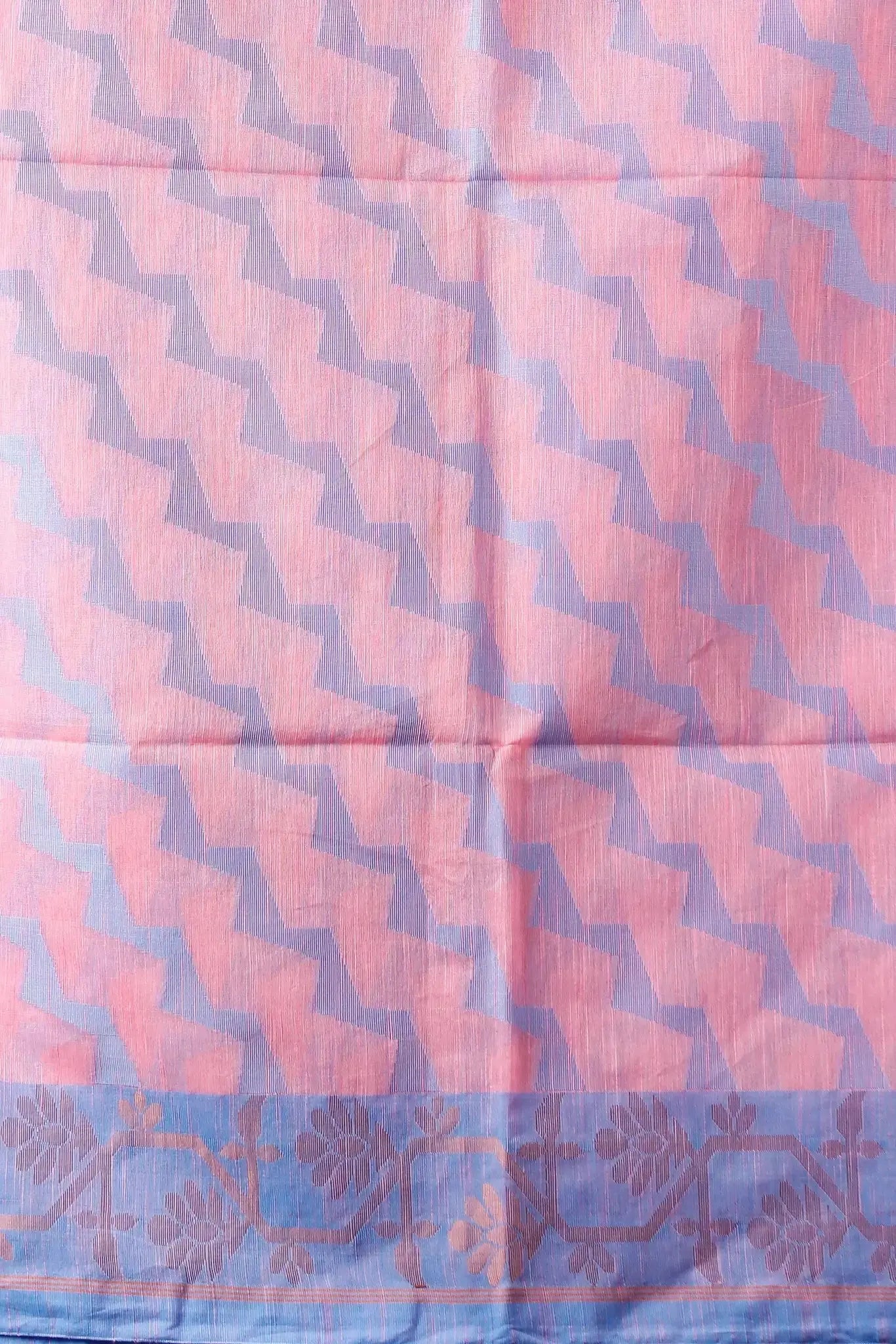 Bellu Oyster Pink Cotton Handloom Saree – Soft Woven Floral Motif With Blouse Piece - Grivana