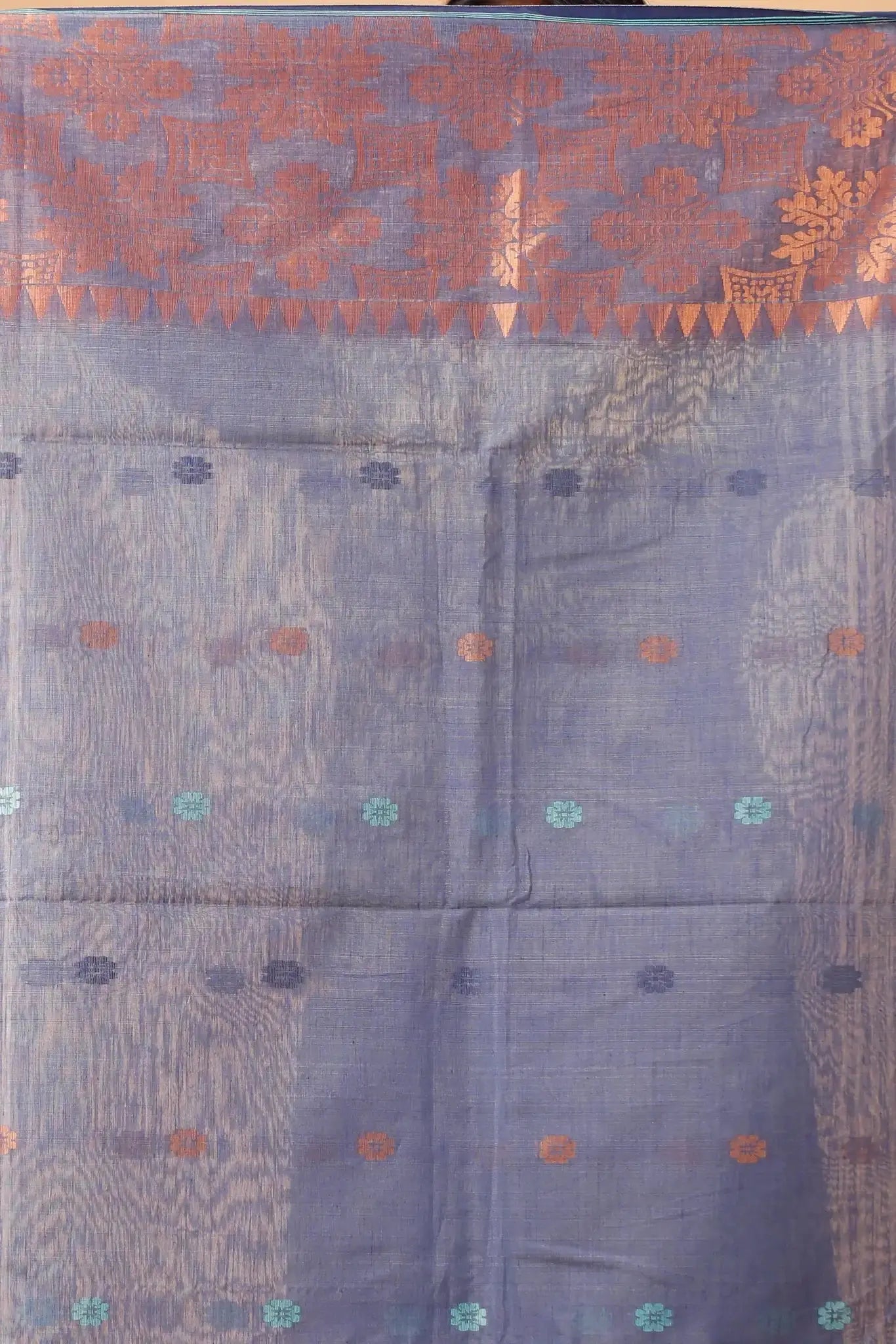 Rose Fog- Bellu Cotton Handloom Fancy Saree With Mist Blue Pallu - Grivana