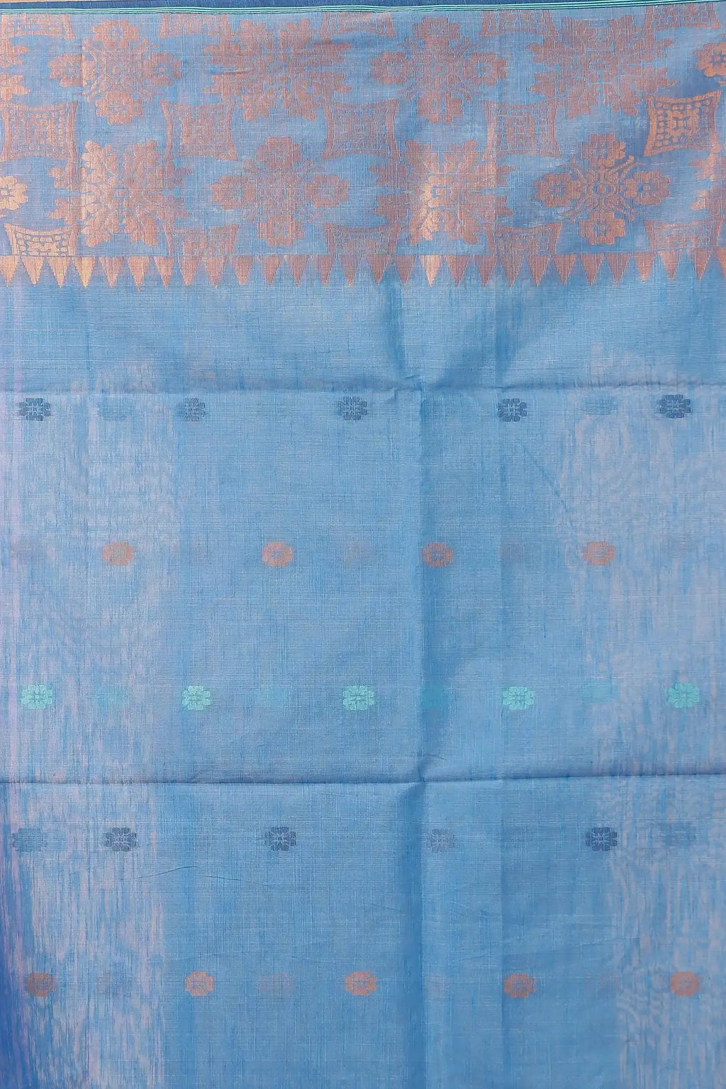 Pastel Pink- Bellu Cotton Handloom Fancy Saree With Faded Blue Pallu - Grivana