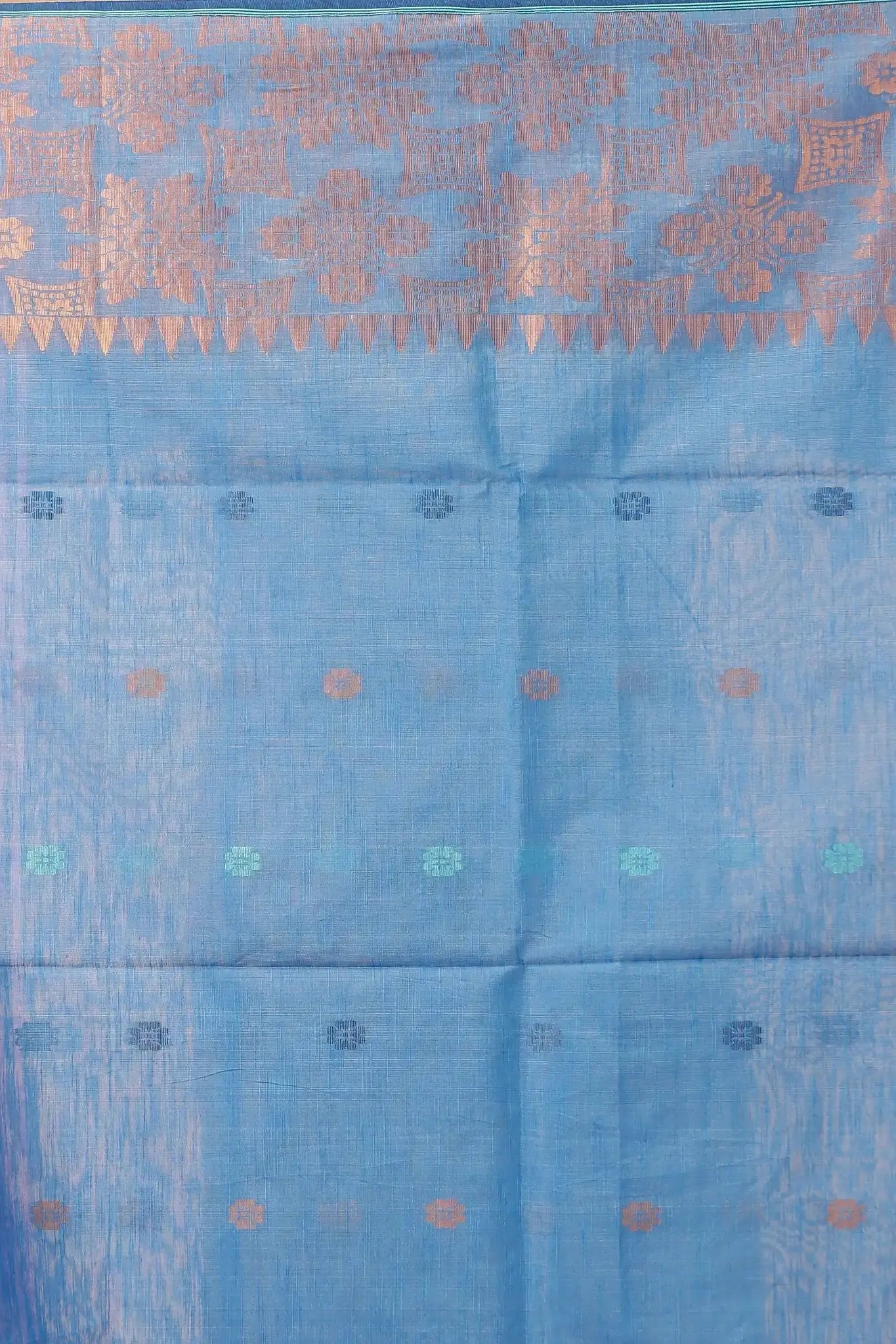 Pastel Pink- Bellu Cotton Handloom Fancy Saree With Faded Blue Pallu - Grivana